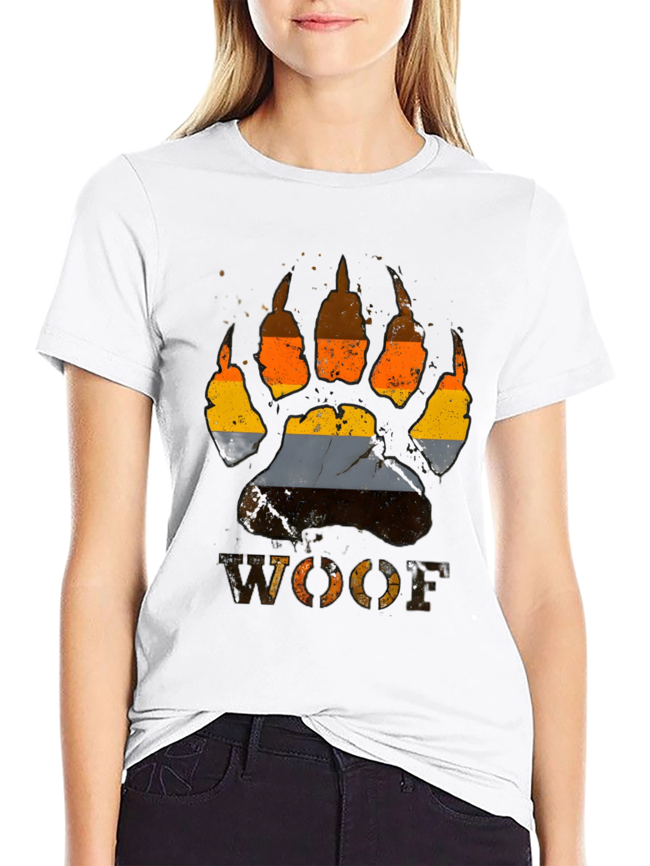 Woof Pride Bear Paw Print T-Shirt - Black