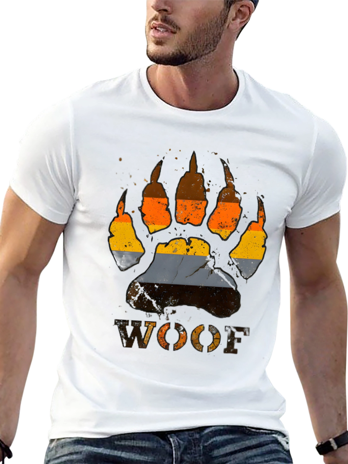 Woof Pride Bear Paw Print T-Shirt - Black