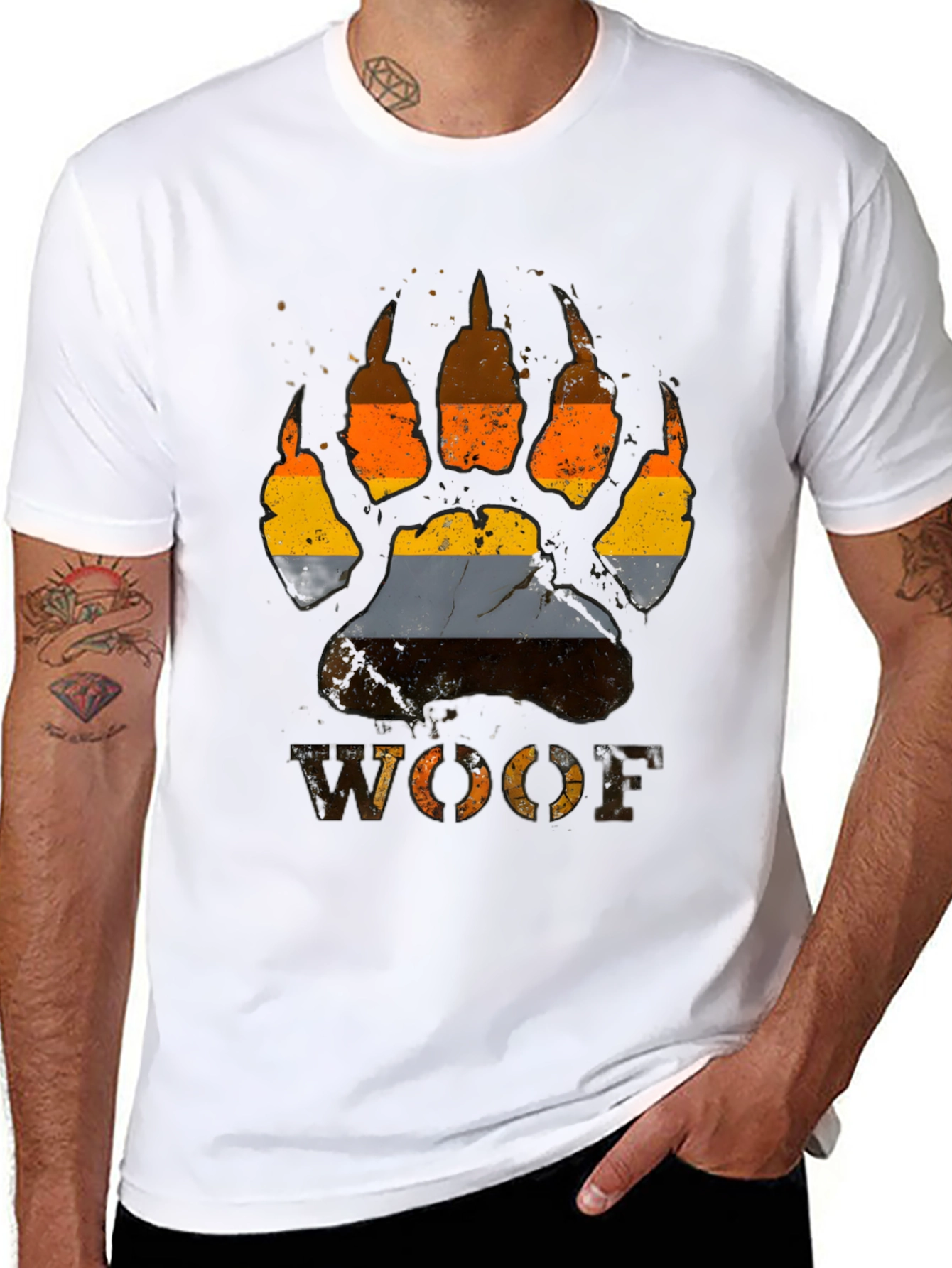 Woof Pride Bear Paw Print T-Shirt - Black