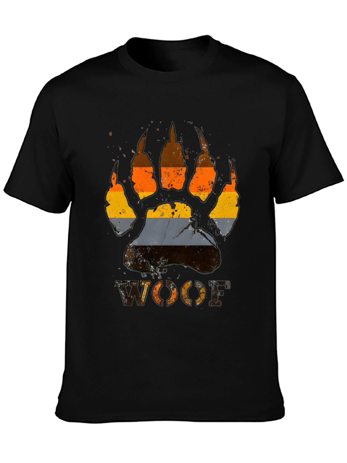 Woof Pride Bear Paw Print T-Shirt - Black