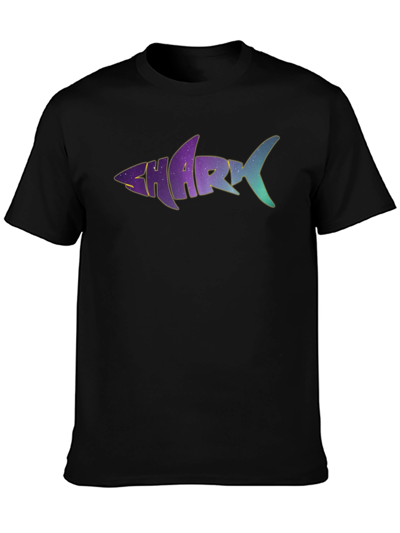 Shark Word Galaxy Graphic Black T-Shirt
