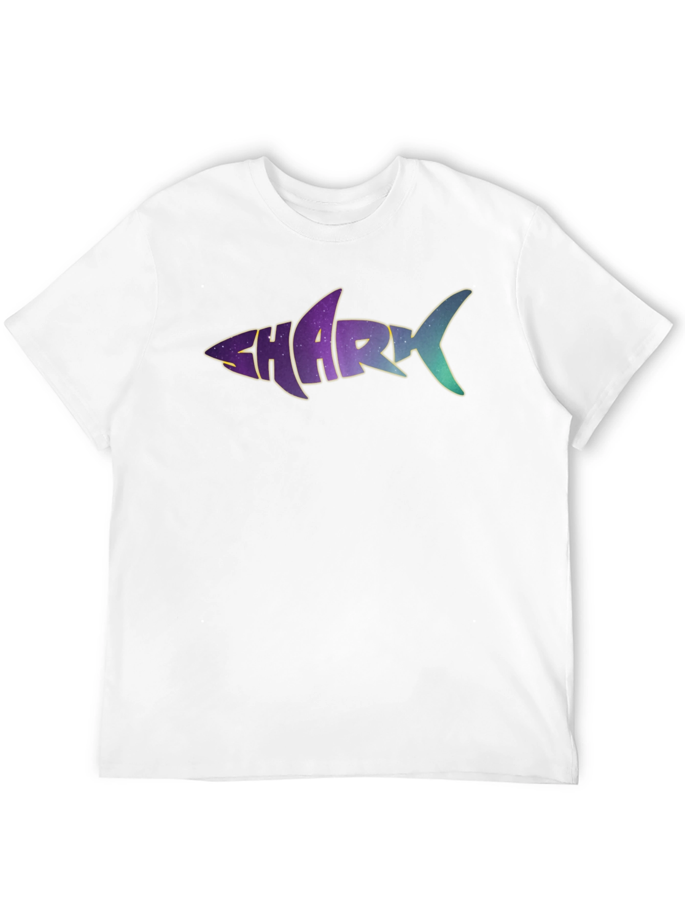 Shark Word Galaxy Graphic Black T-Shirt
