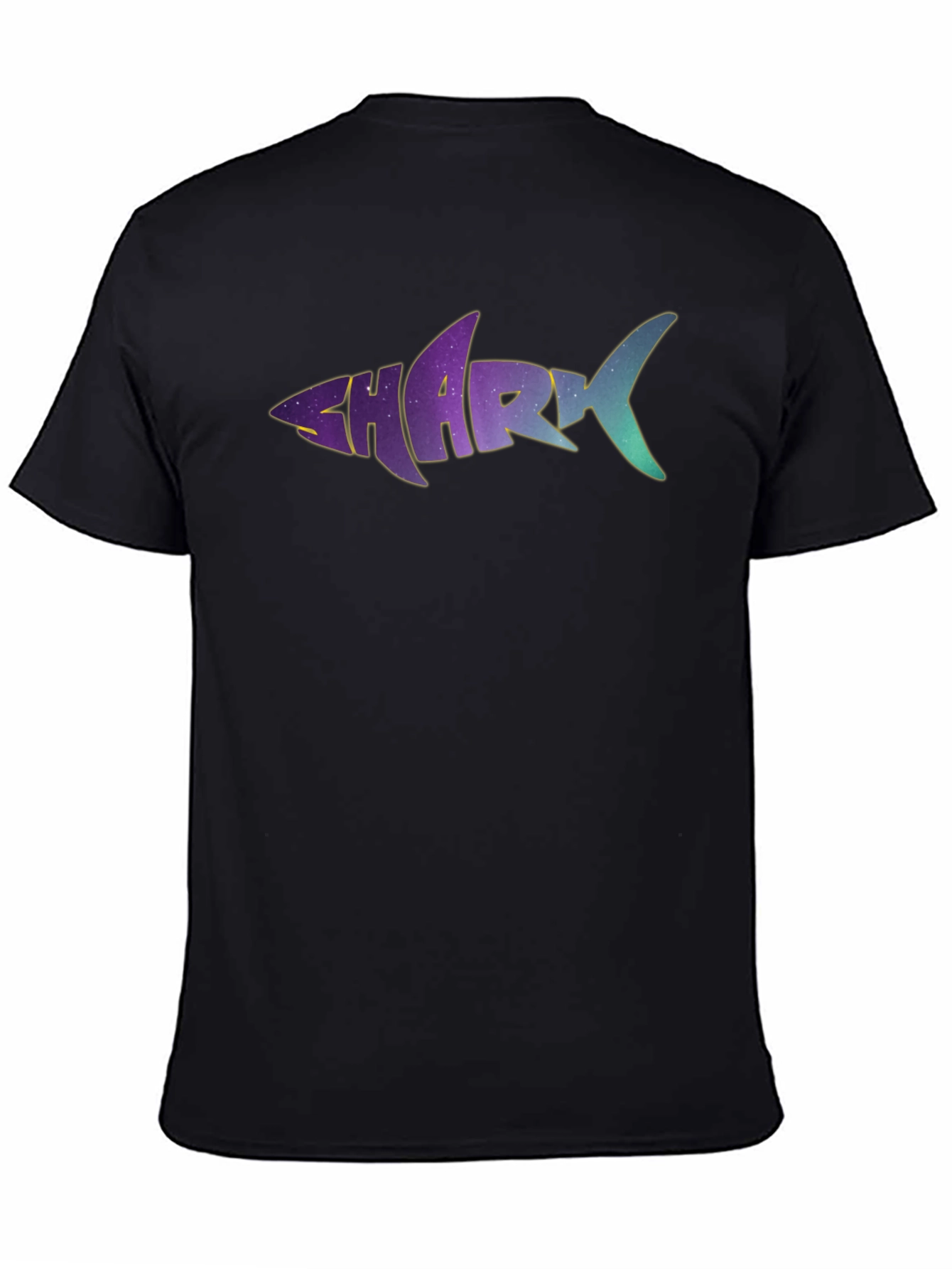 Shark Word Galaxy Graphic Black T-Shirt