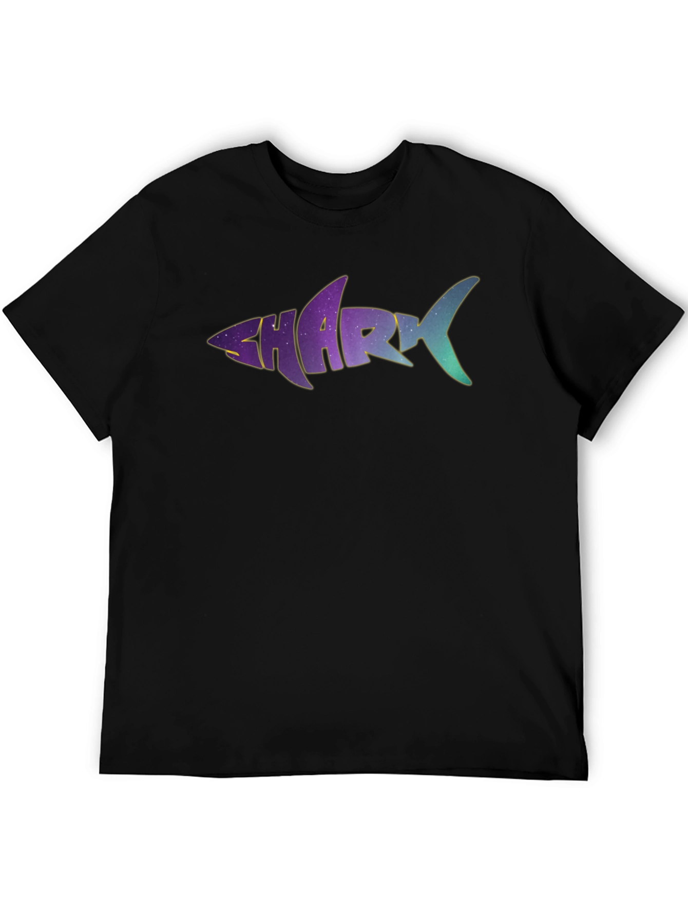 Shark Word Galaxy Graphic Black T-Shirt
