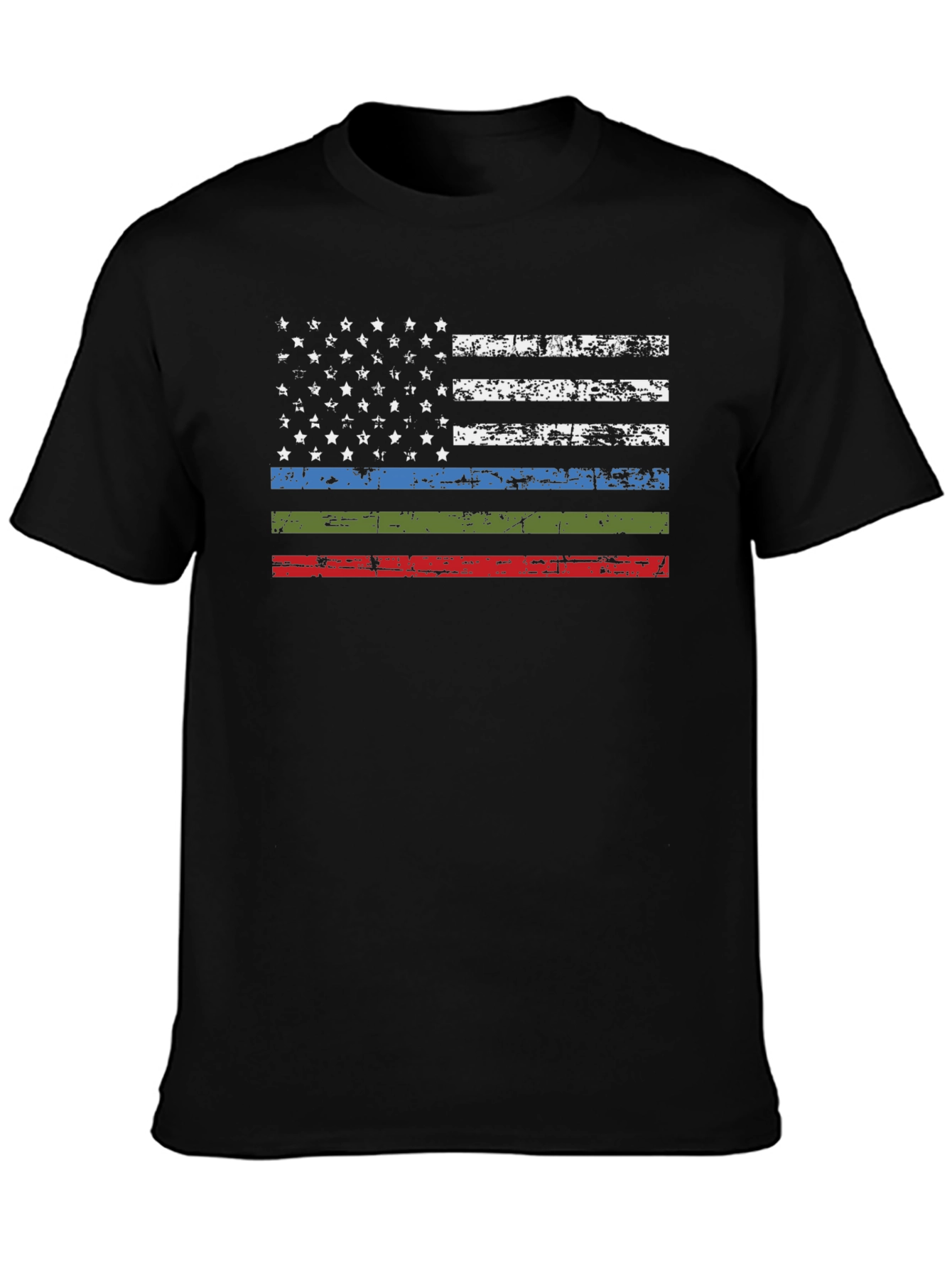 Distressed American Flag T-Shirt - Patriotic Thin Line