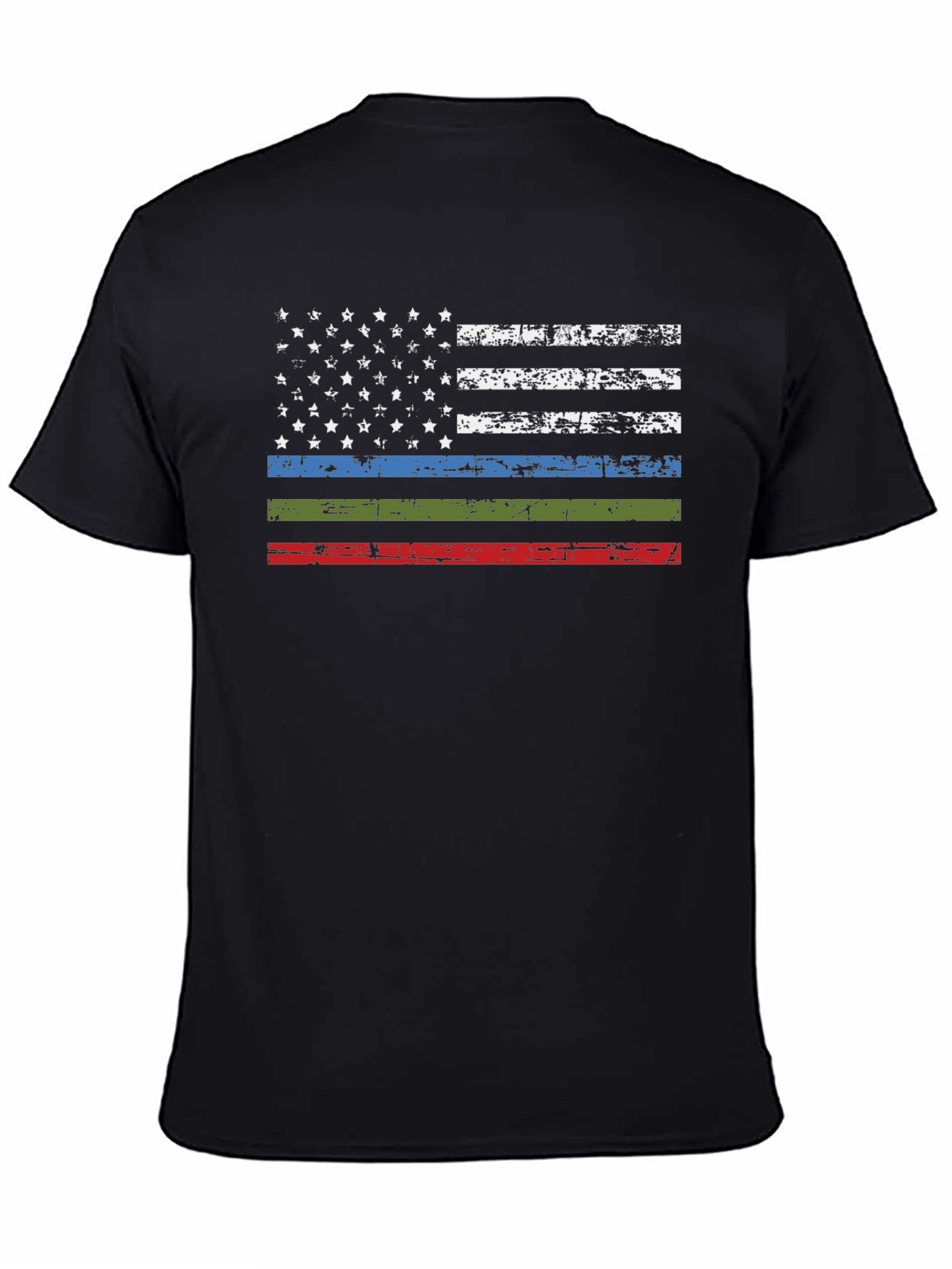 Distressed American Flag T-Shirt - Patriotic Thin Line