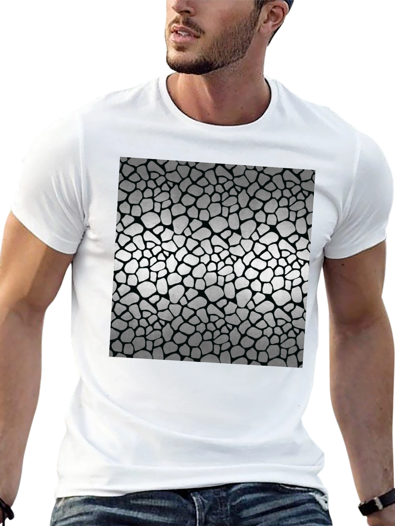 Textured Print Black T-Shirt