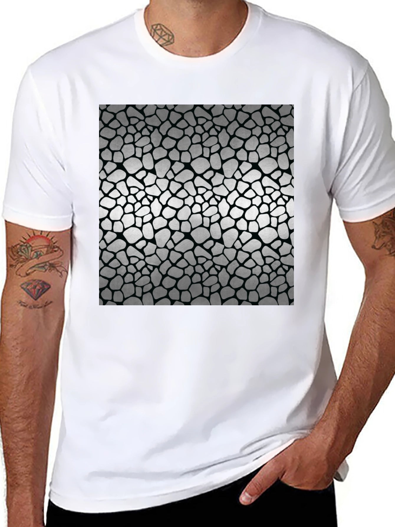 Textured Print Black T-Shirt