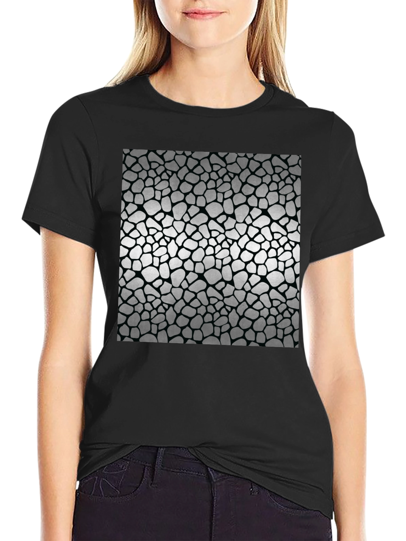 Textured Print Black T-Shirt
