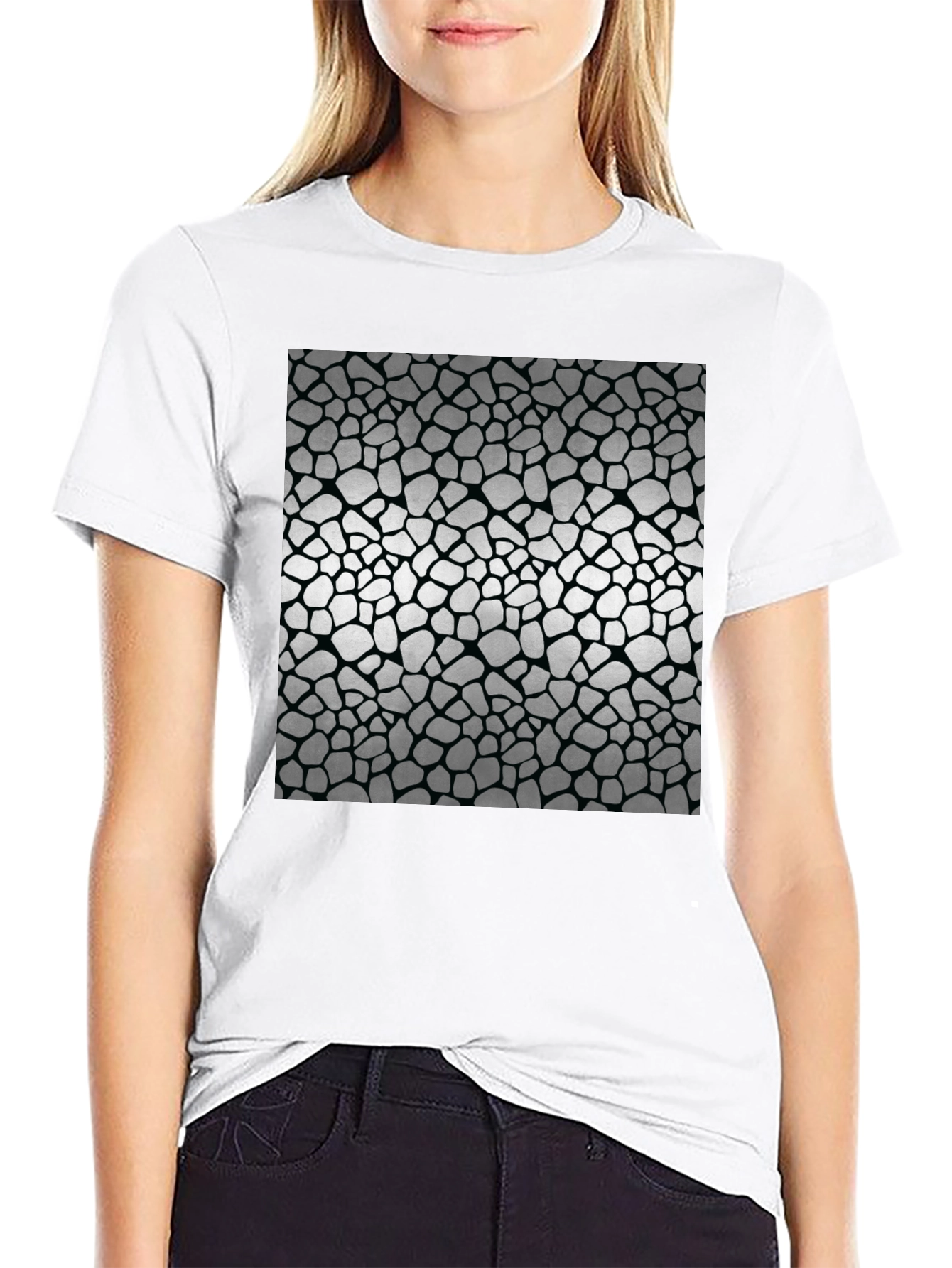 Textured Print Black T-Shirt