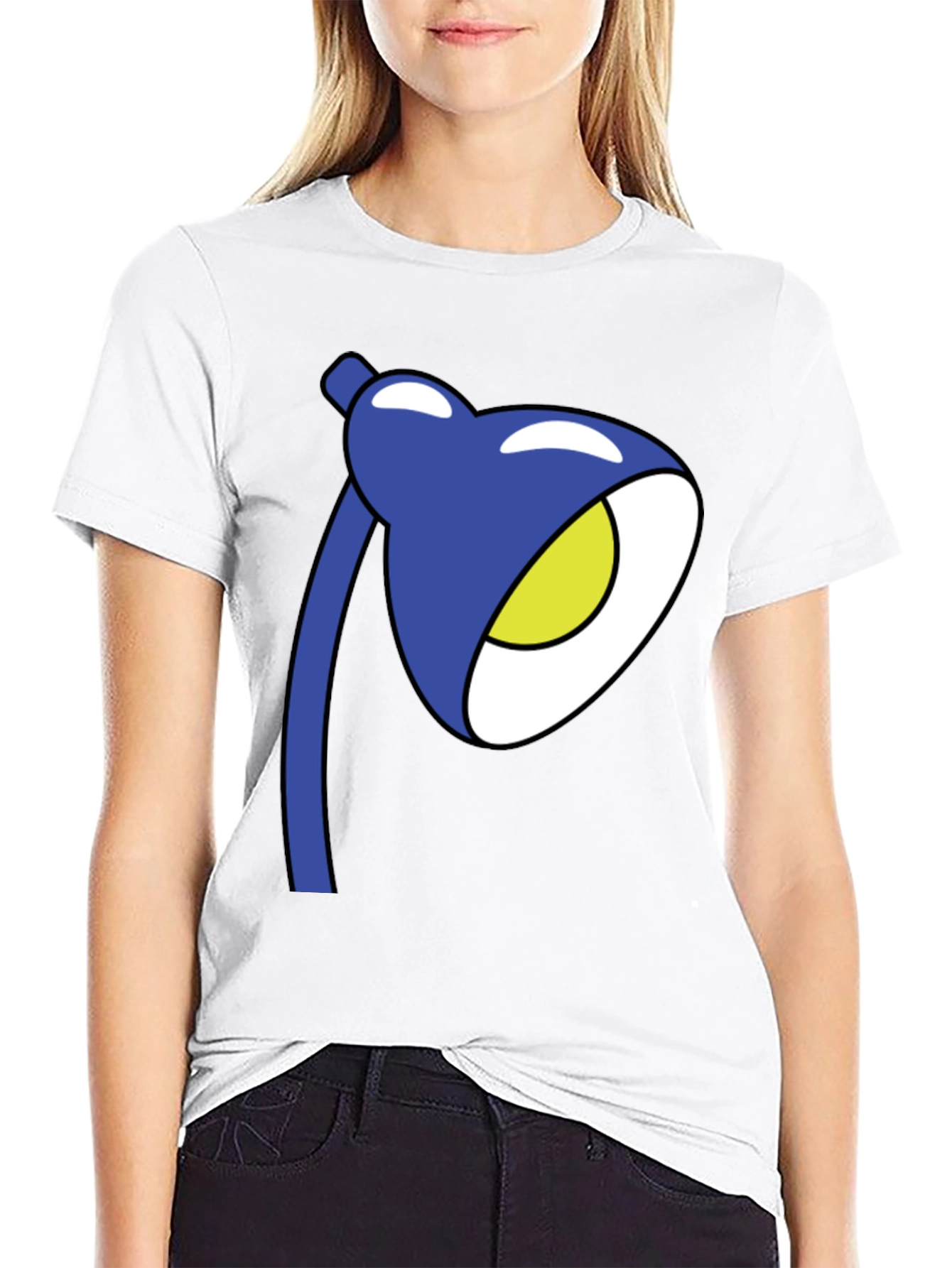 Cartoon Lamp Graphic T-Shirt - Black Cotton Tee