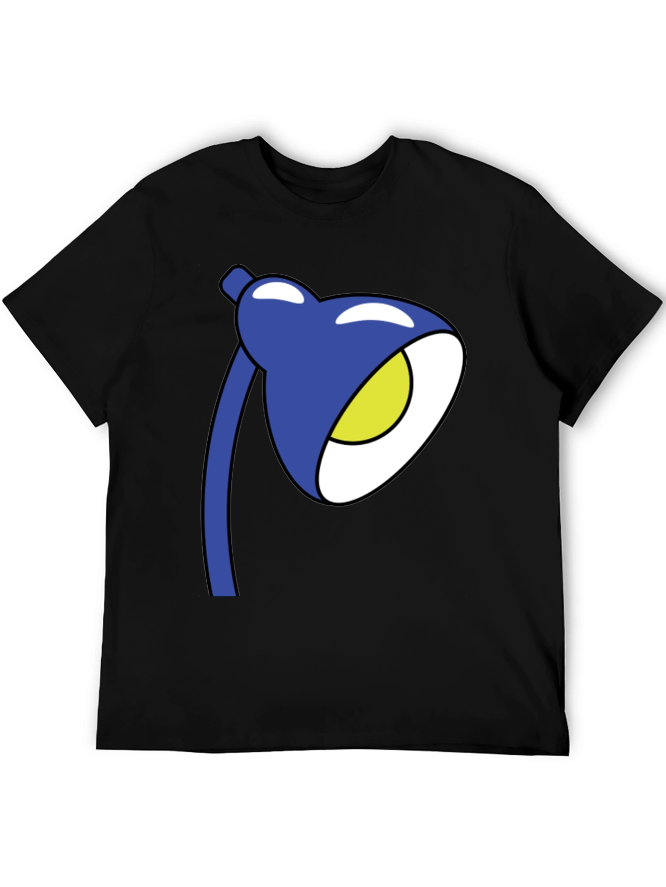 Cartoon Lamp Graphic T-Shirt - Black Cotton Tee