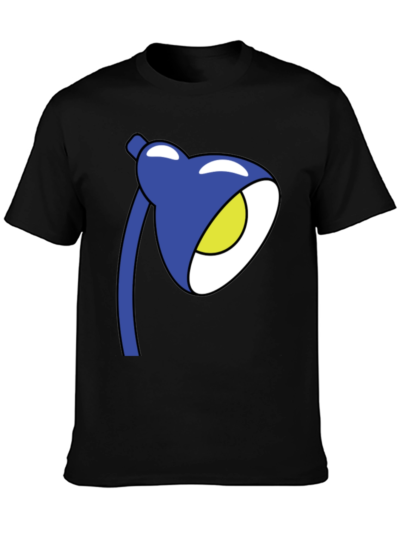 Cartoon Lamp Graphic T-Shirt - Black Cotton Tee