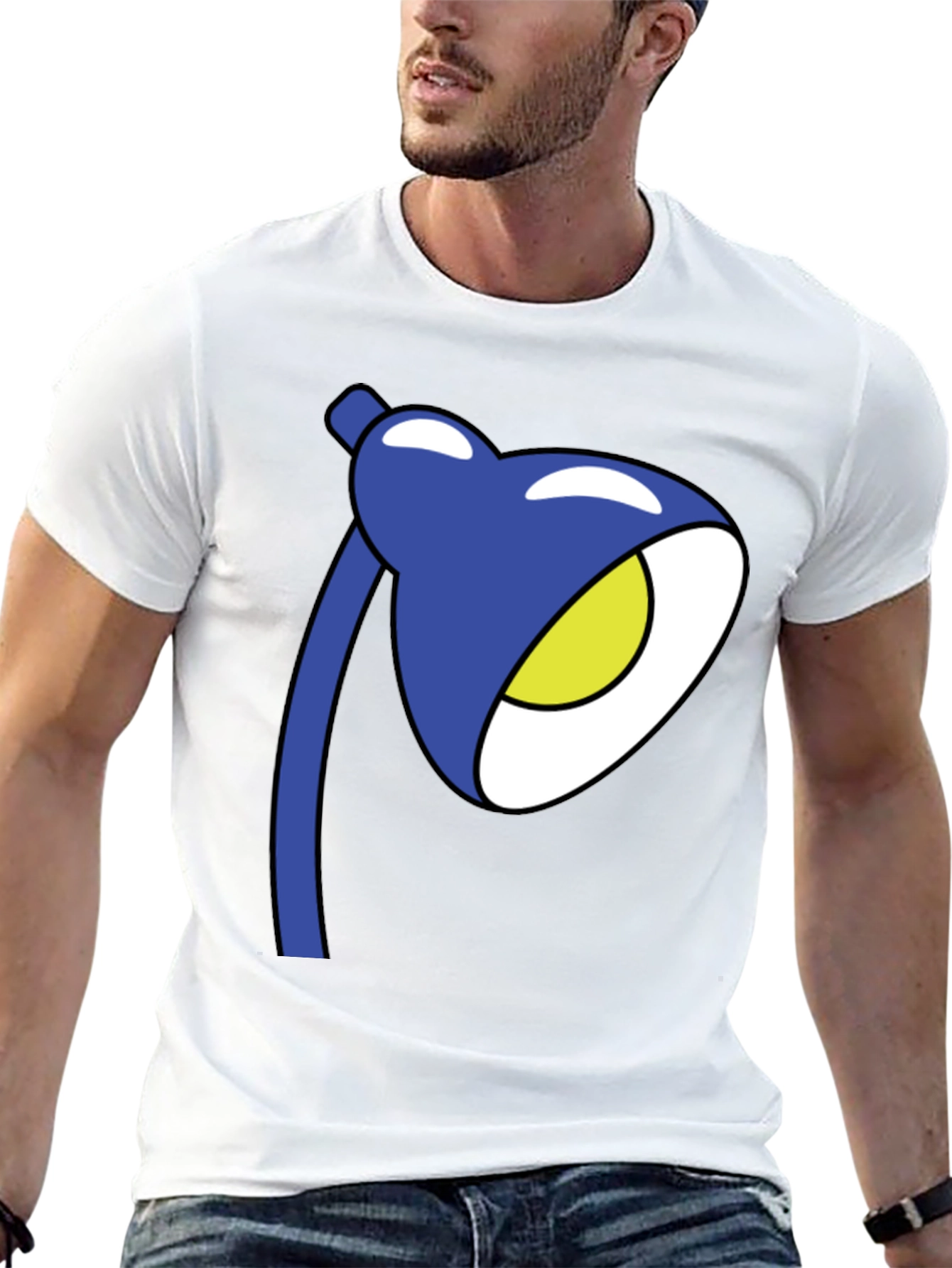 Cartoon Lamp Graphic T-Shirt - Black Cotton Tee