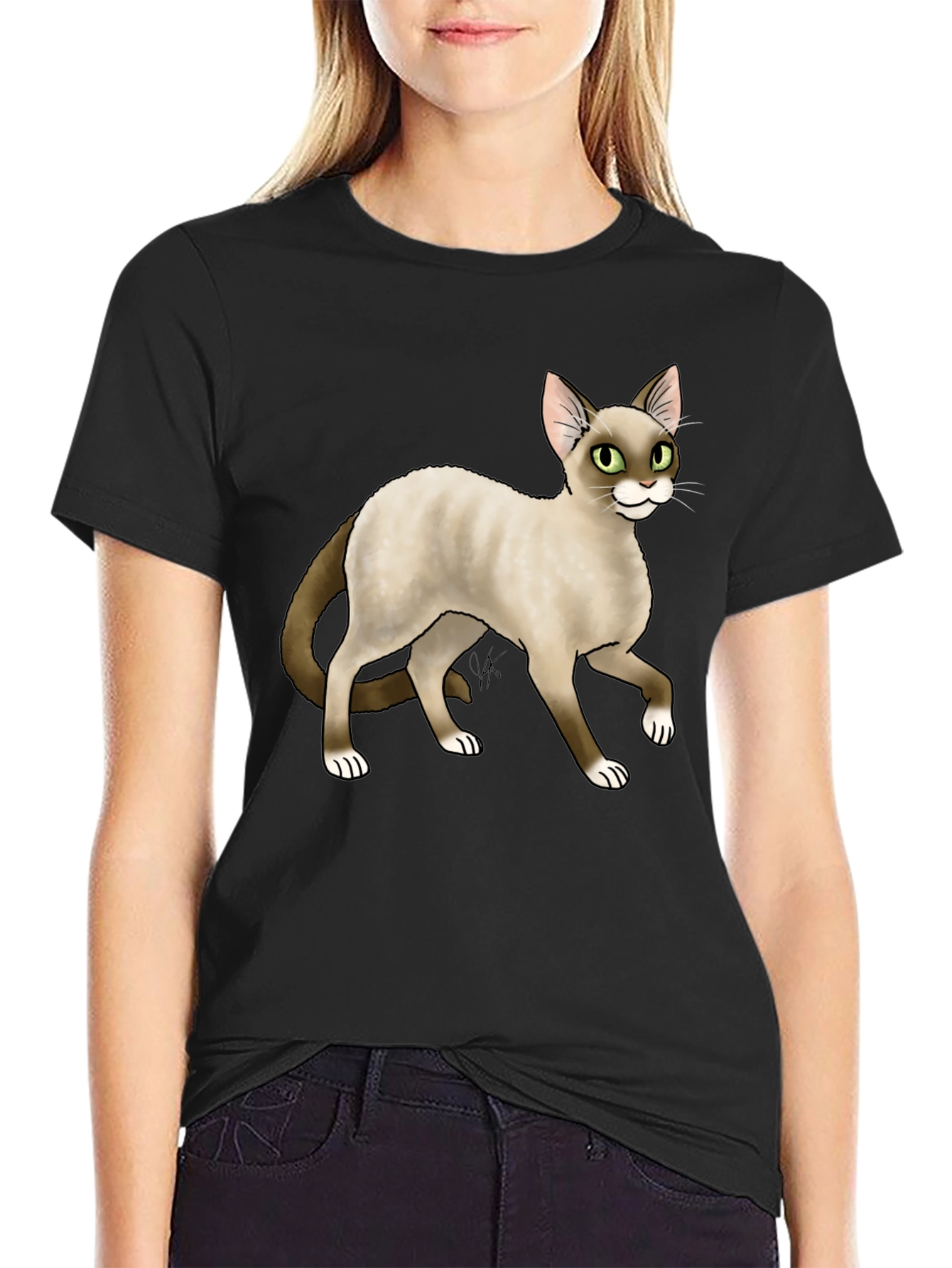 Cat Graphic Black T-Shirt