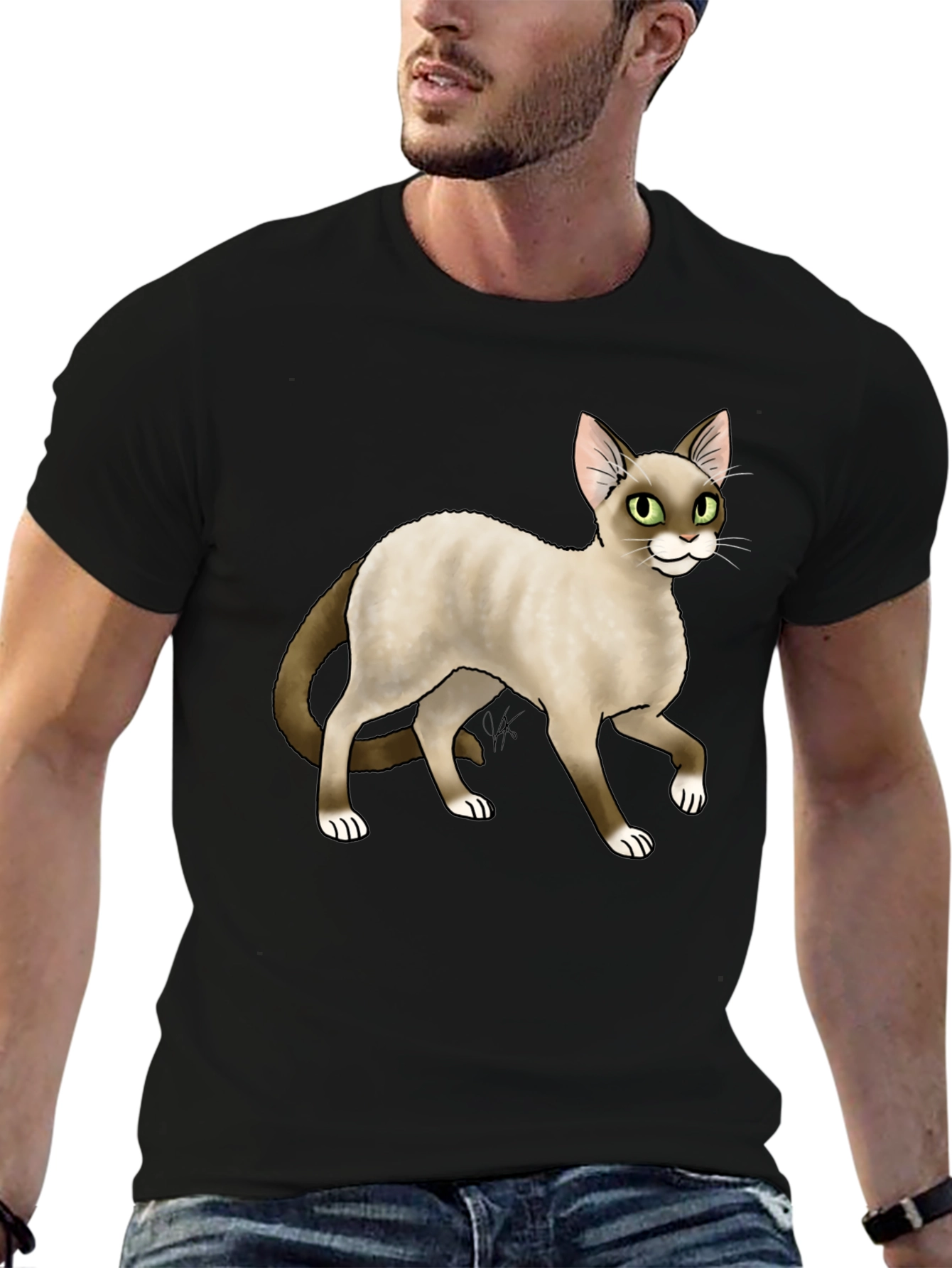 Cat Graphic Black T-Shirt