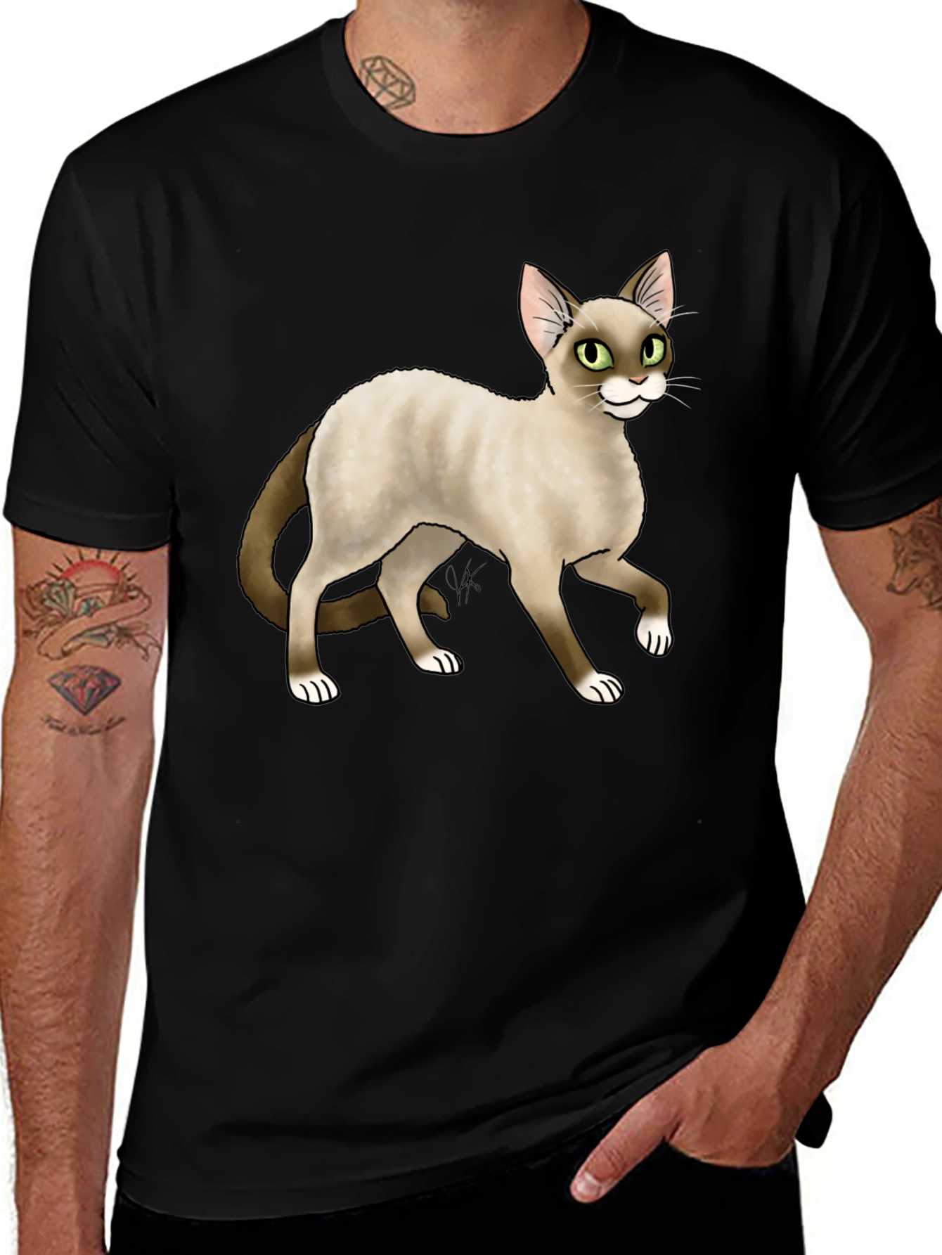Cat Graphic Black T-Shirt