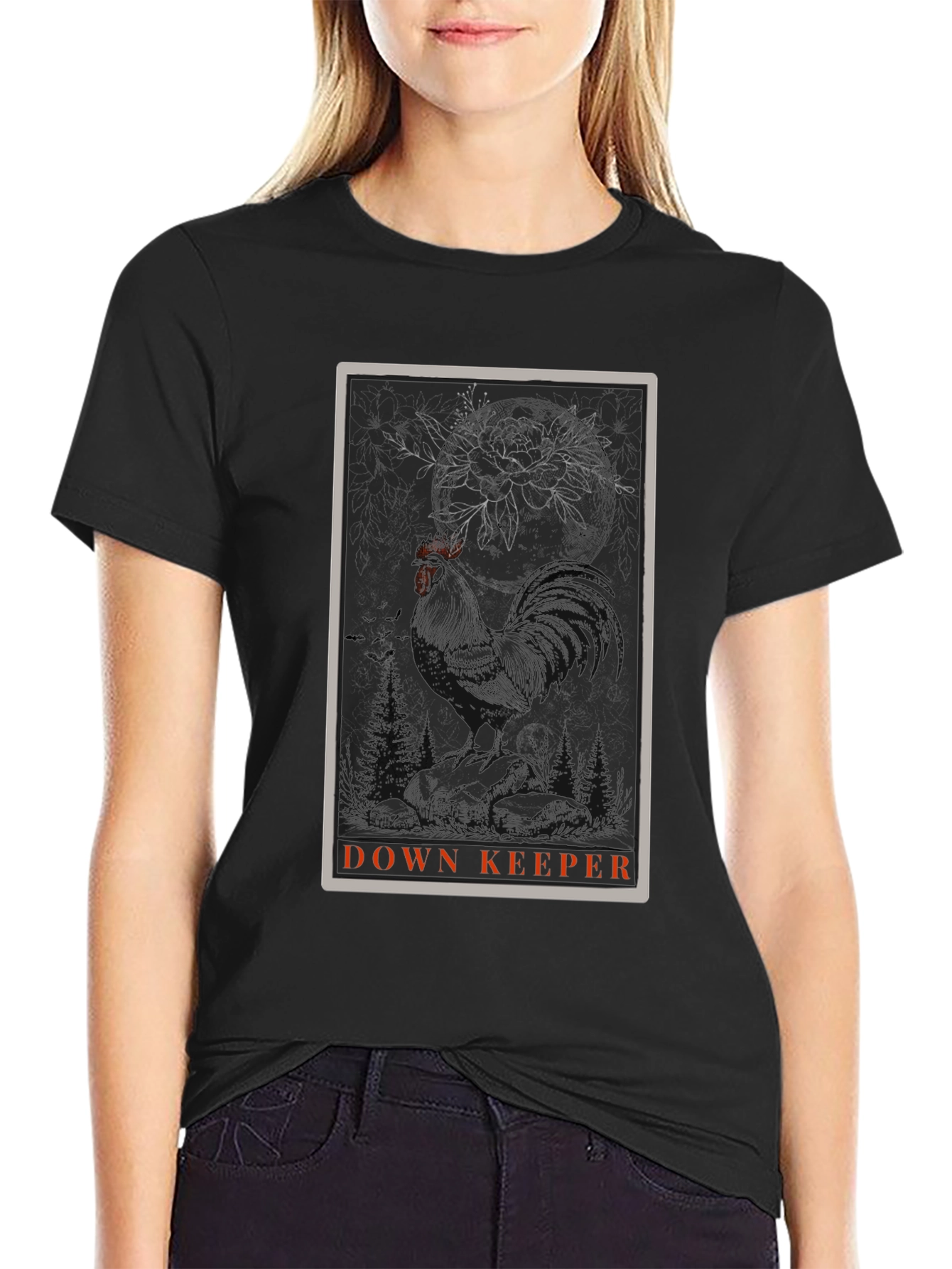 Down Keeper Graphic Tee - Black Cotton Blend