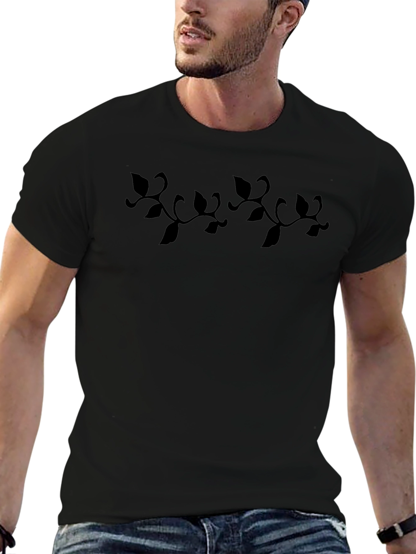 Leaf Vine Graphic T-Shirt - Black