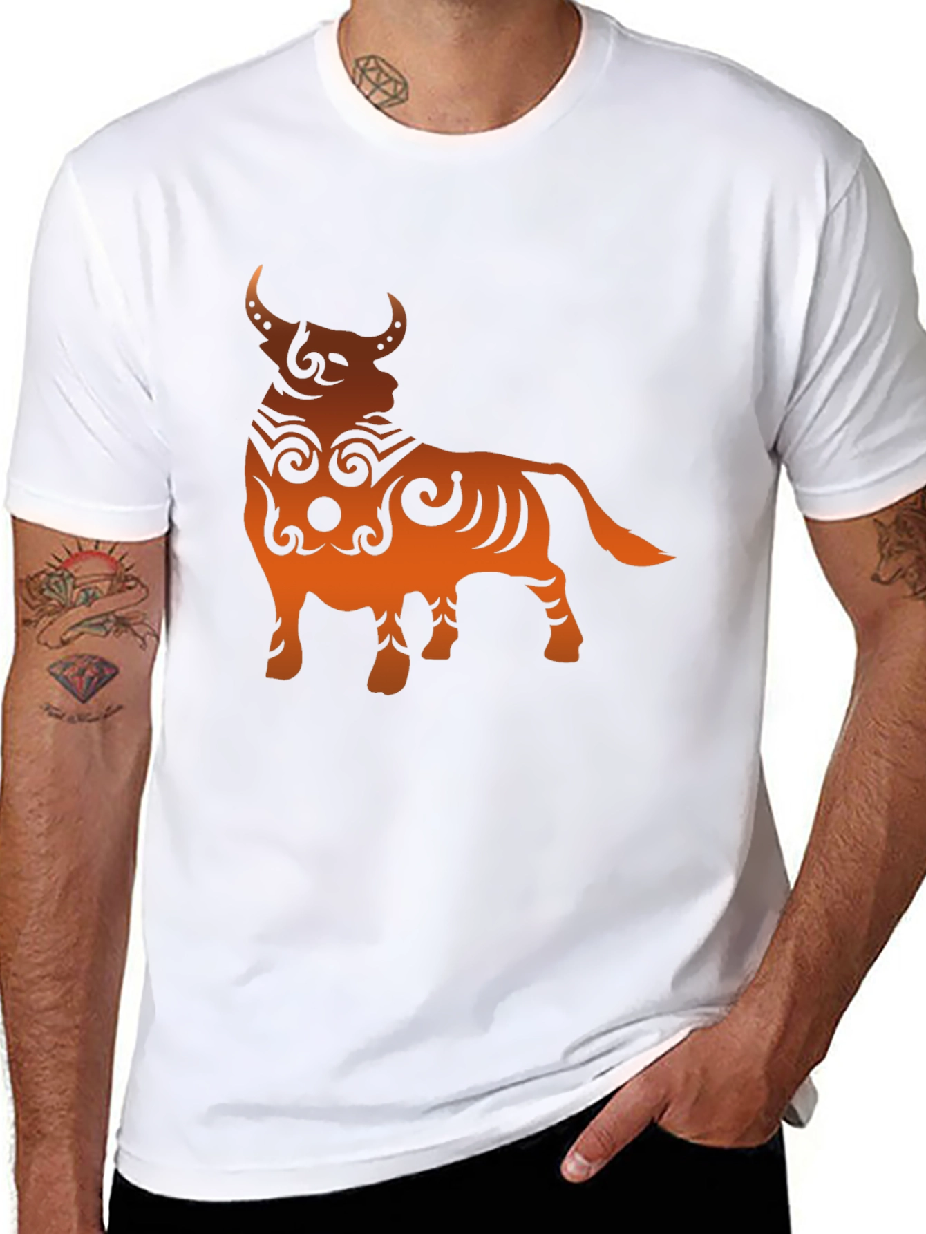 Tribal Bull Graphic Tee - Bold Black T-Shirt