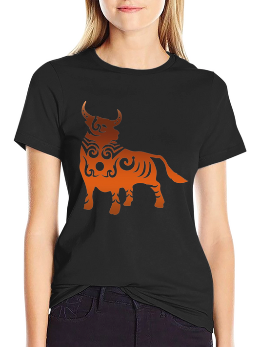 Tribal Bull Graphic Tee - Bold Black T-Shirt