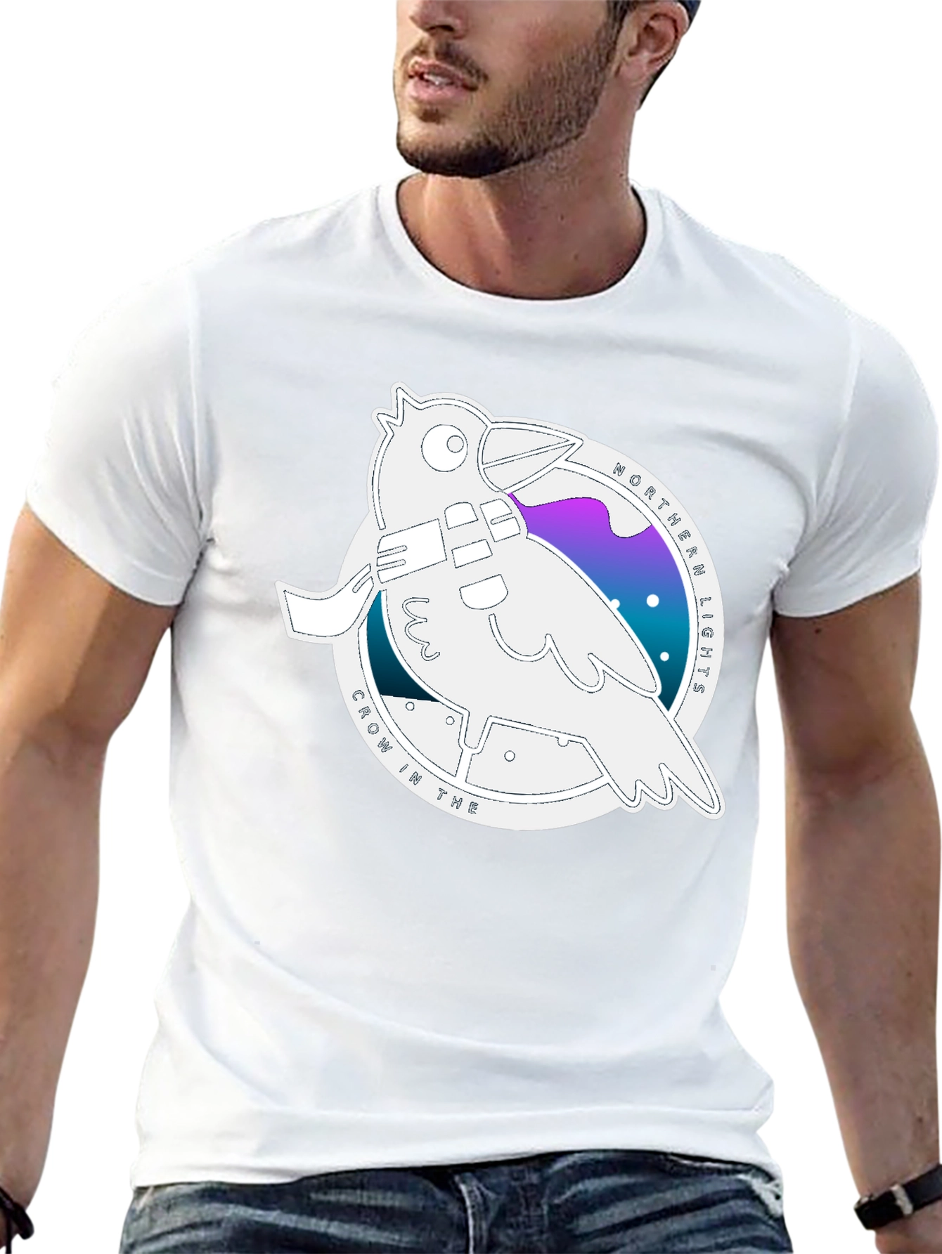 Northern Lights Crow Graphic T-Shirt