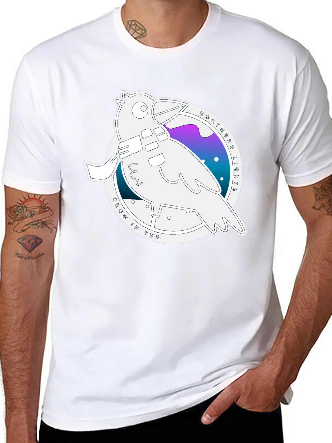 Northern Lights Crow Graphic T-Shirt
