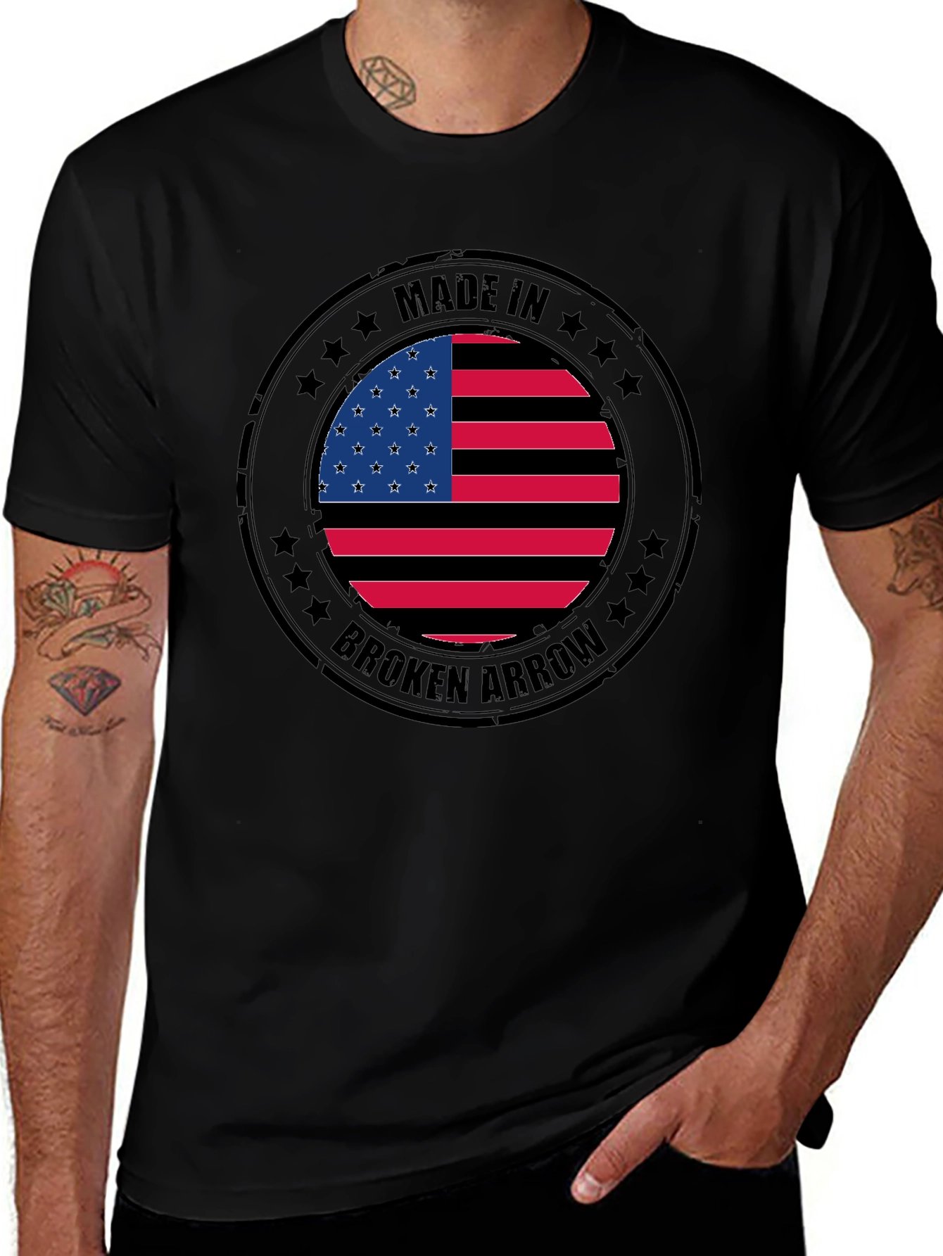 Made in Broken Arrow USA Flag Graphic T-Shirt