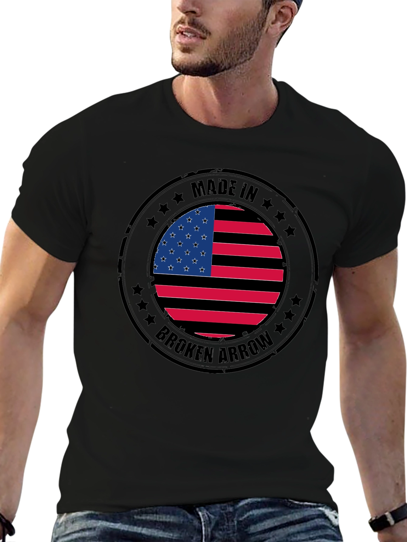 Made in Broken Arrow USA Flag Graphic T-Shirt