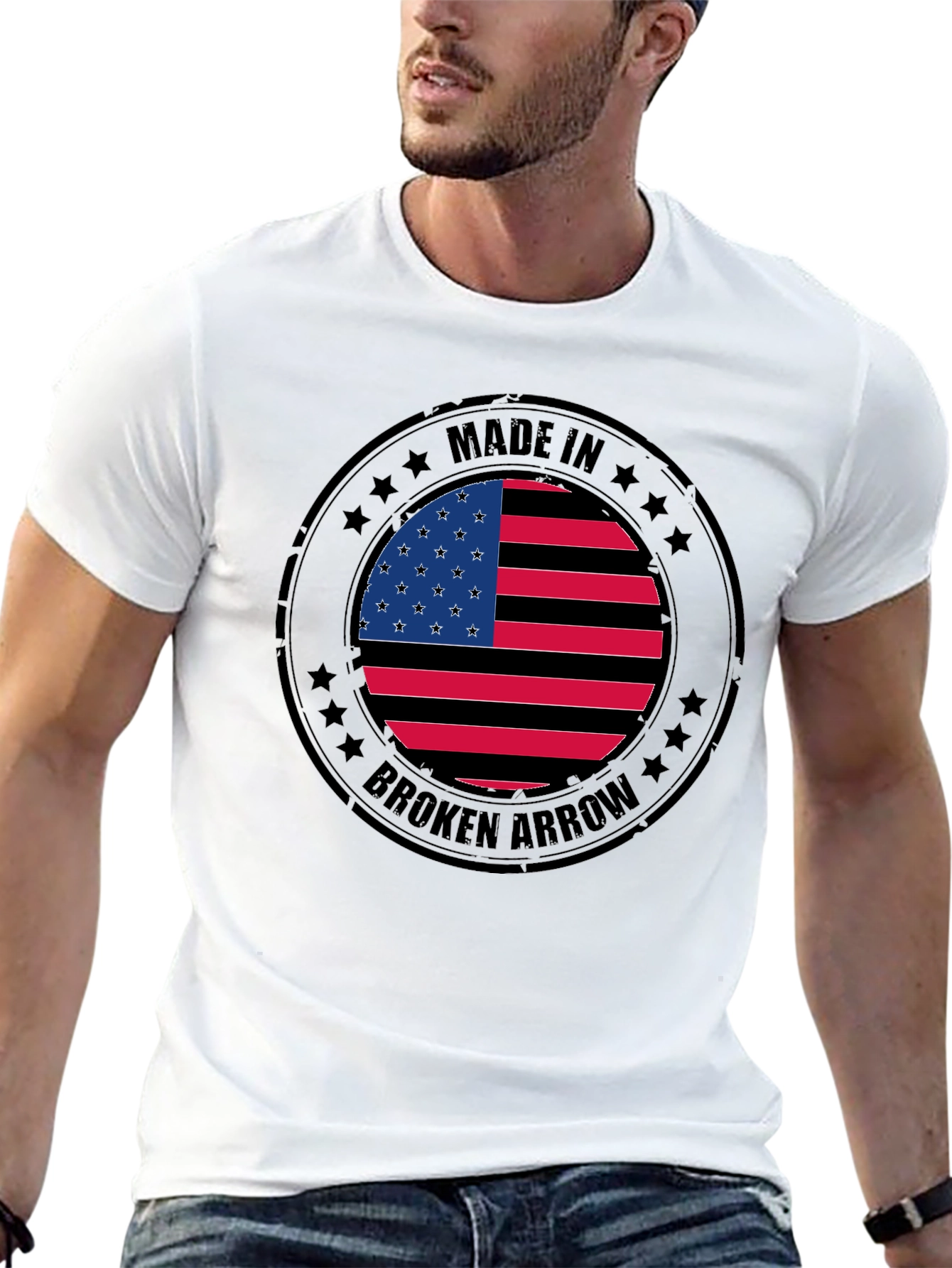Made in Broken Arrow USA Flag Graphic T-Shirt