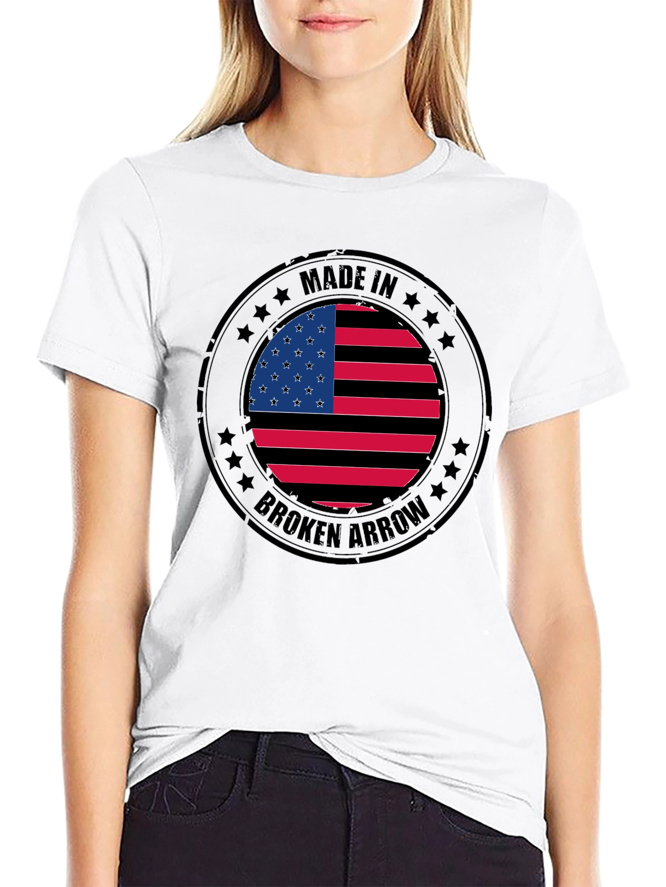 Made in Broken Arrow USA Flag Graphic T-Shirt