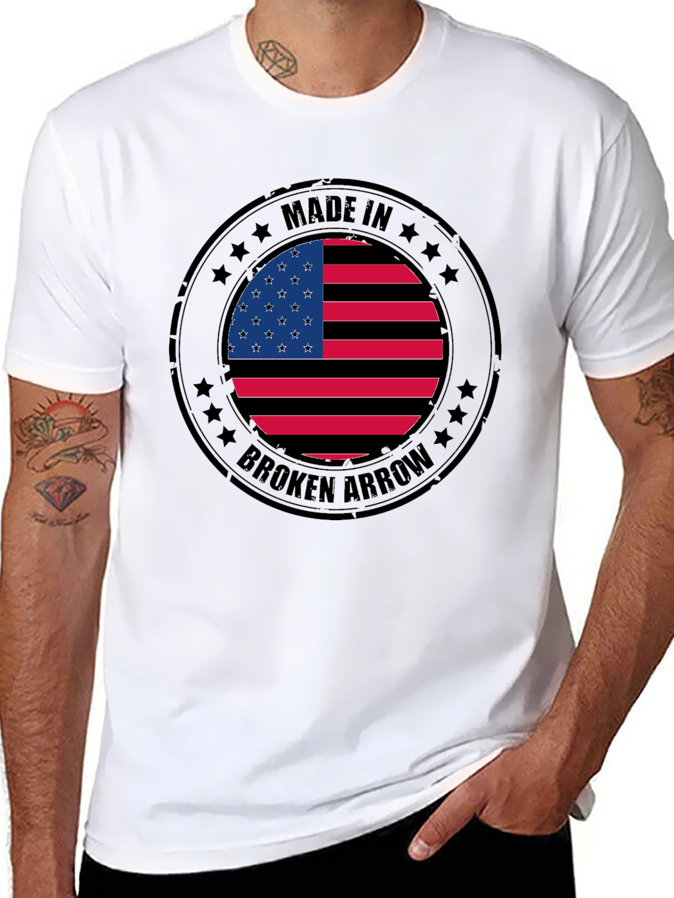 Made in Broken Arrow USA Flag Graphic T-Shirt