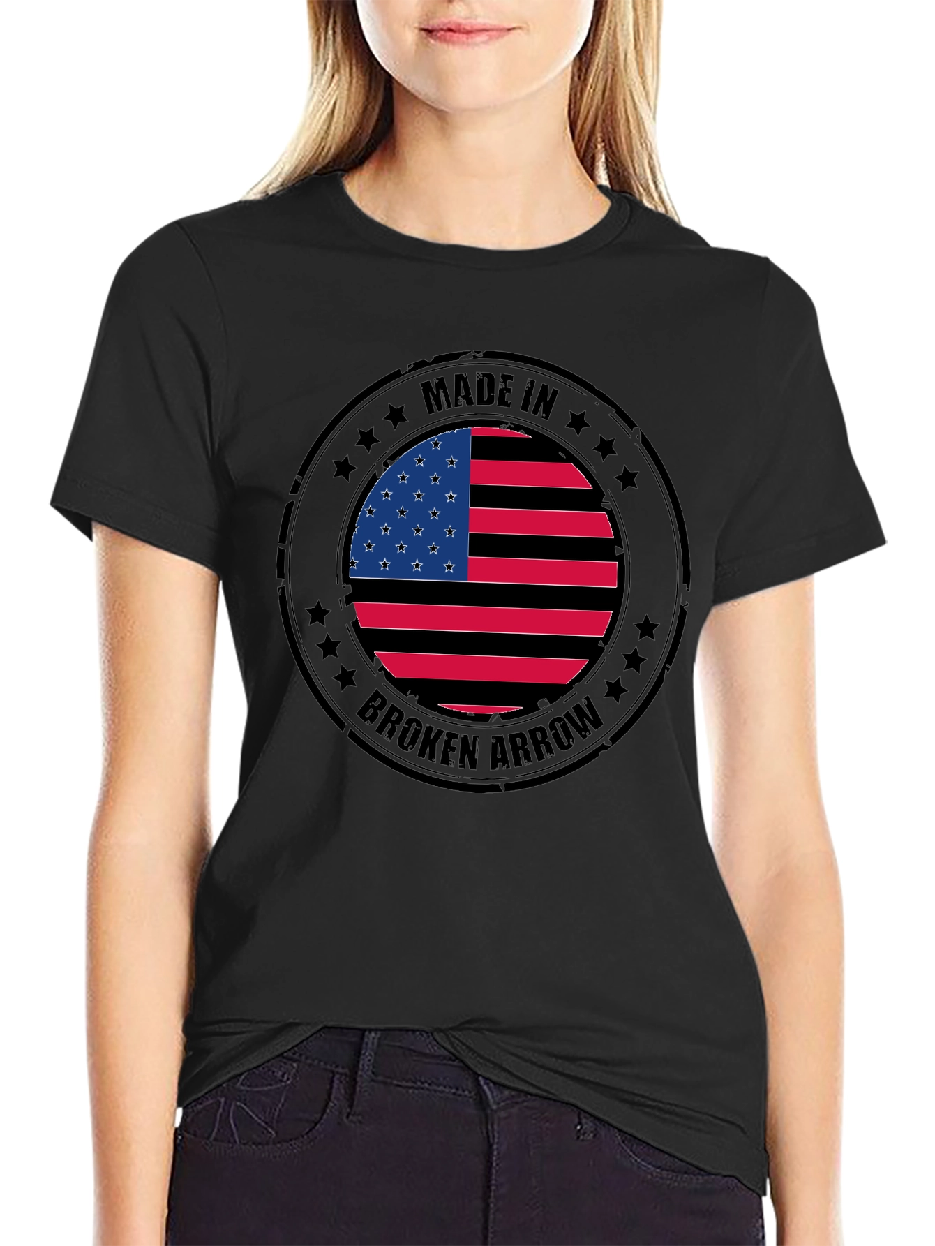 Made in Broken Arrow USA Flag Graphic T-Shirt