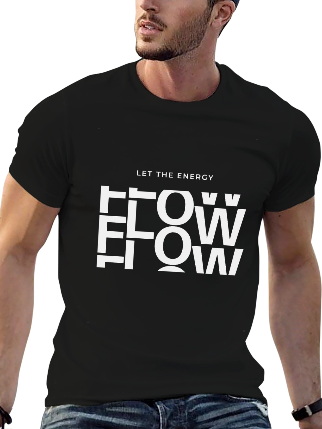 Energy Flow Graphic Tee - Black Casual T-Shirt