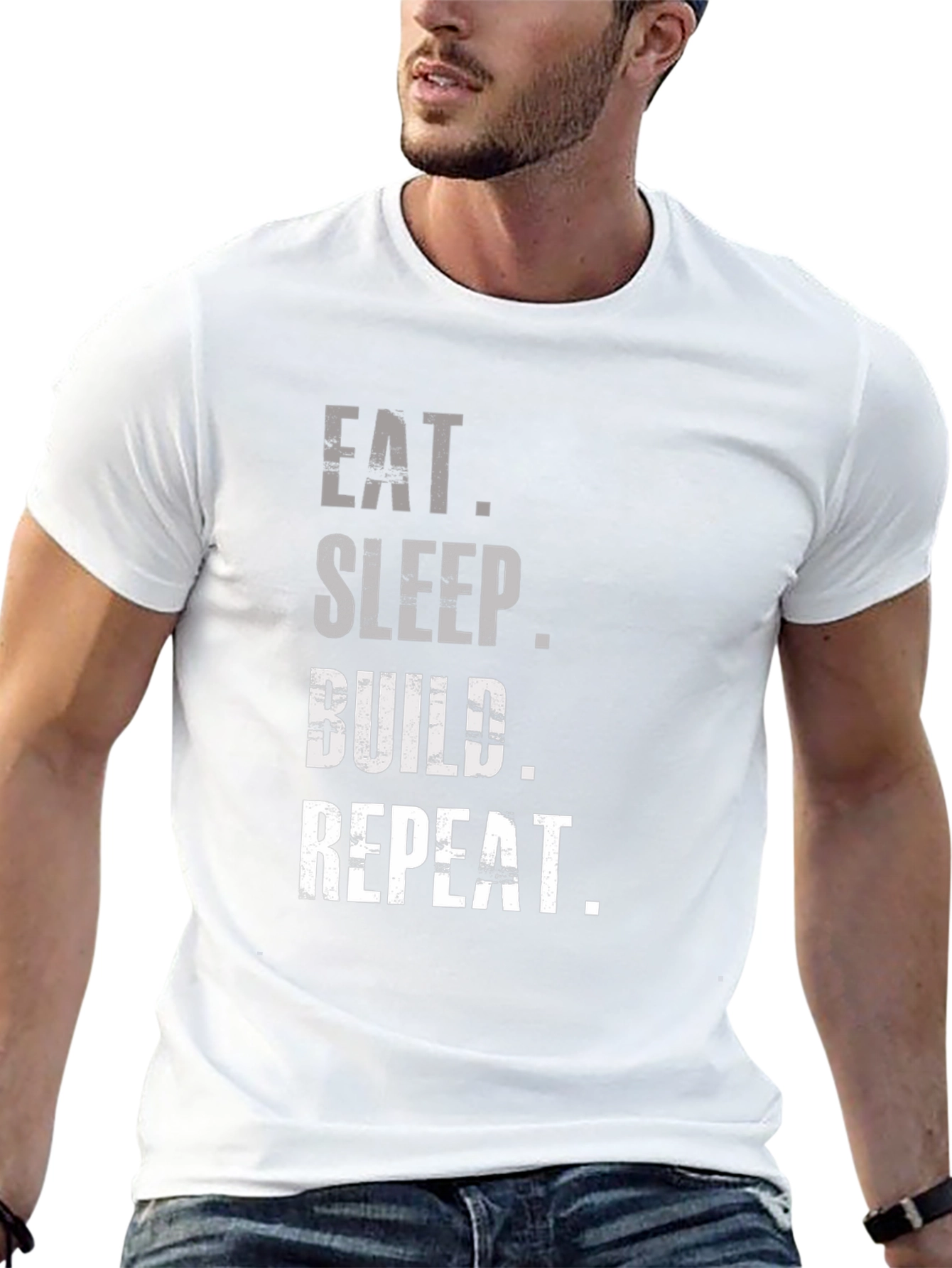 Eat Sleep Build Repeat T-Shirt - Black Graphic Tee
