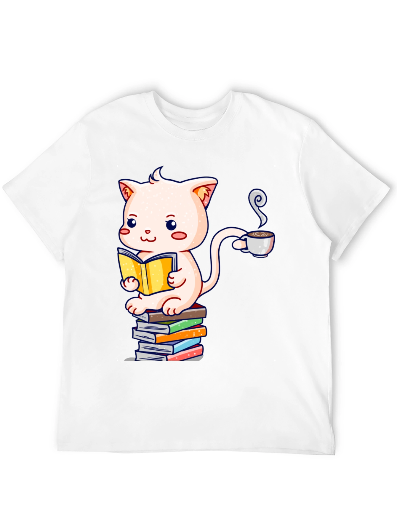 Cute Cat Reading Book Graphic T-Shirt