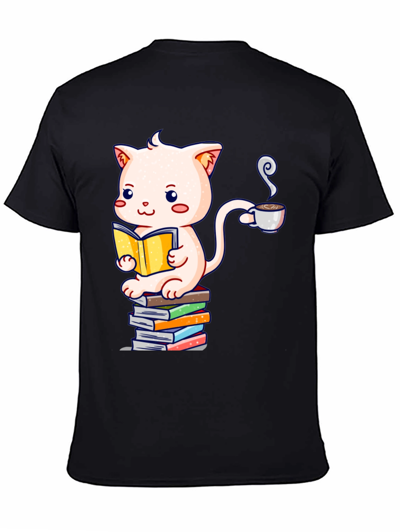Cute Cat Reading Book Graphic T-Shirt