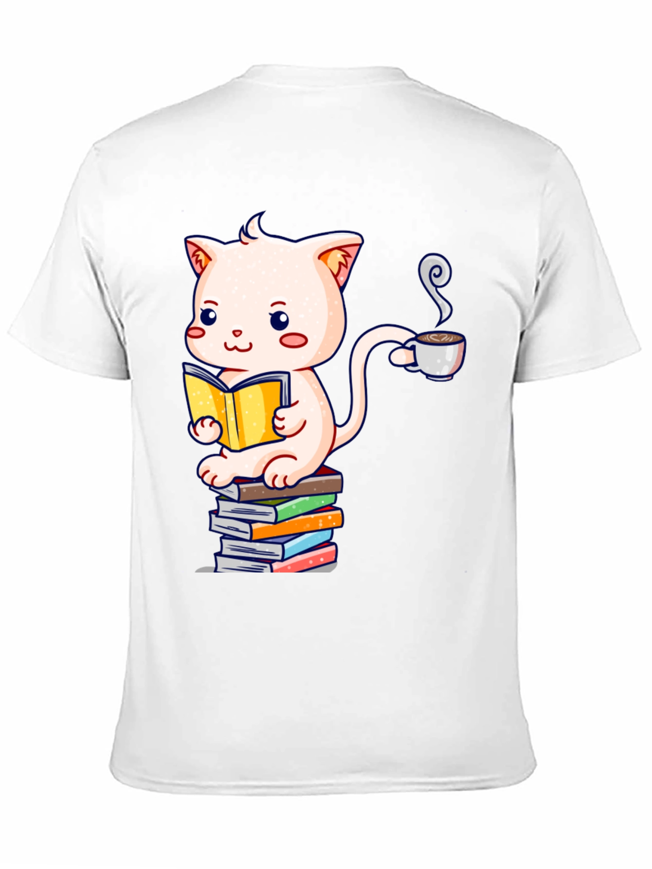 Cute Cat Reading Book Graphic T-Shirt