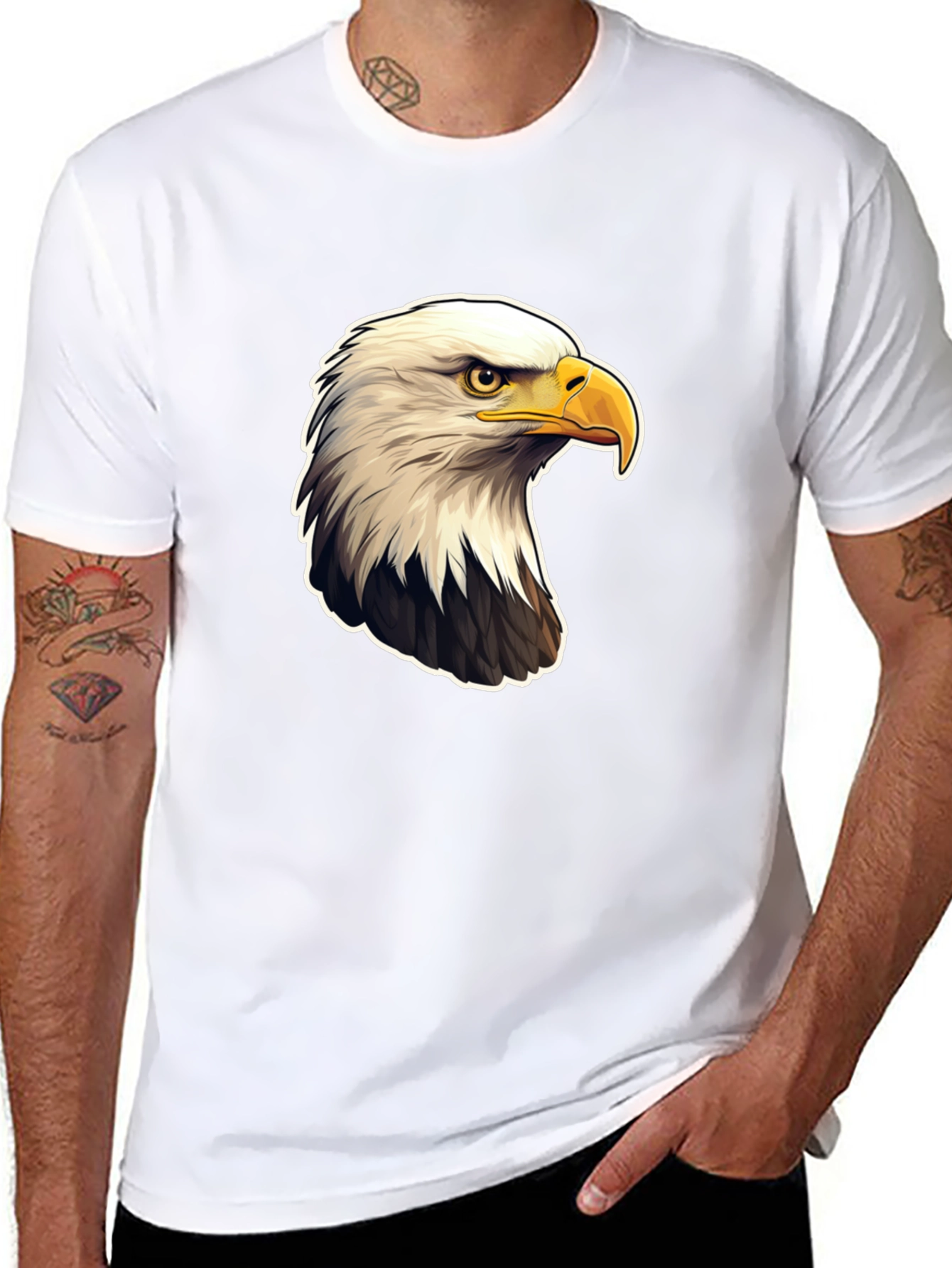 Bald Eagle Graphic Print Black T-Shirt