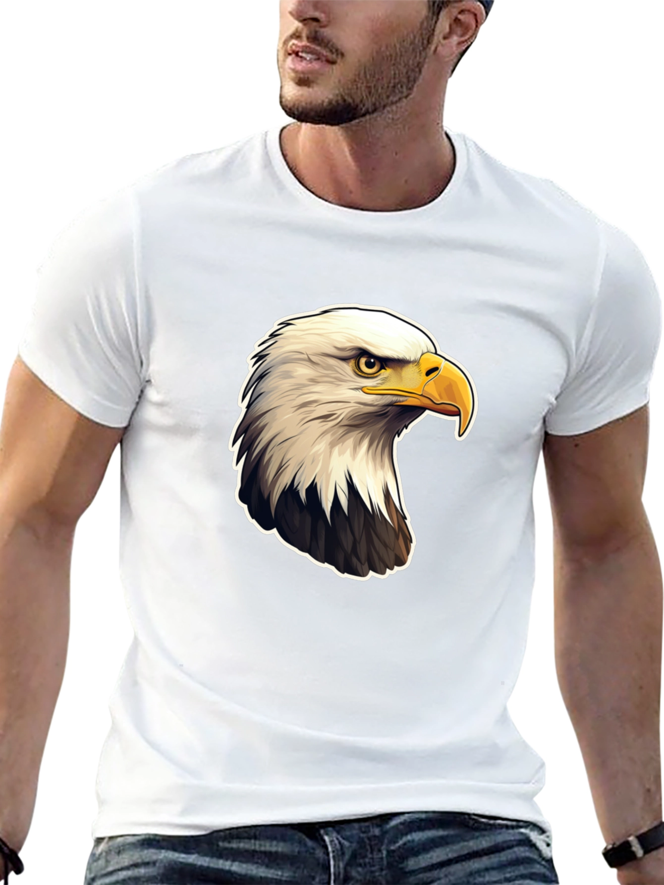 Bald Eagle Graphic Print Black T-Shirt