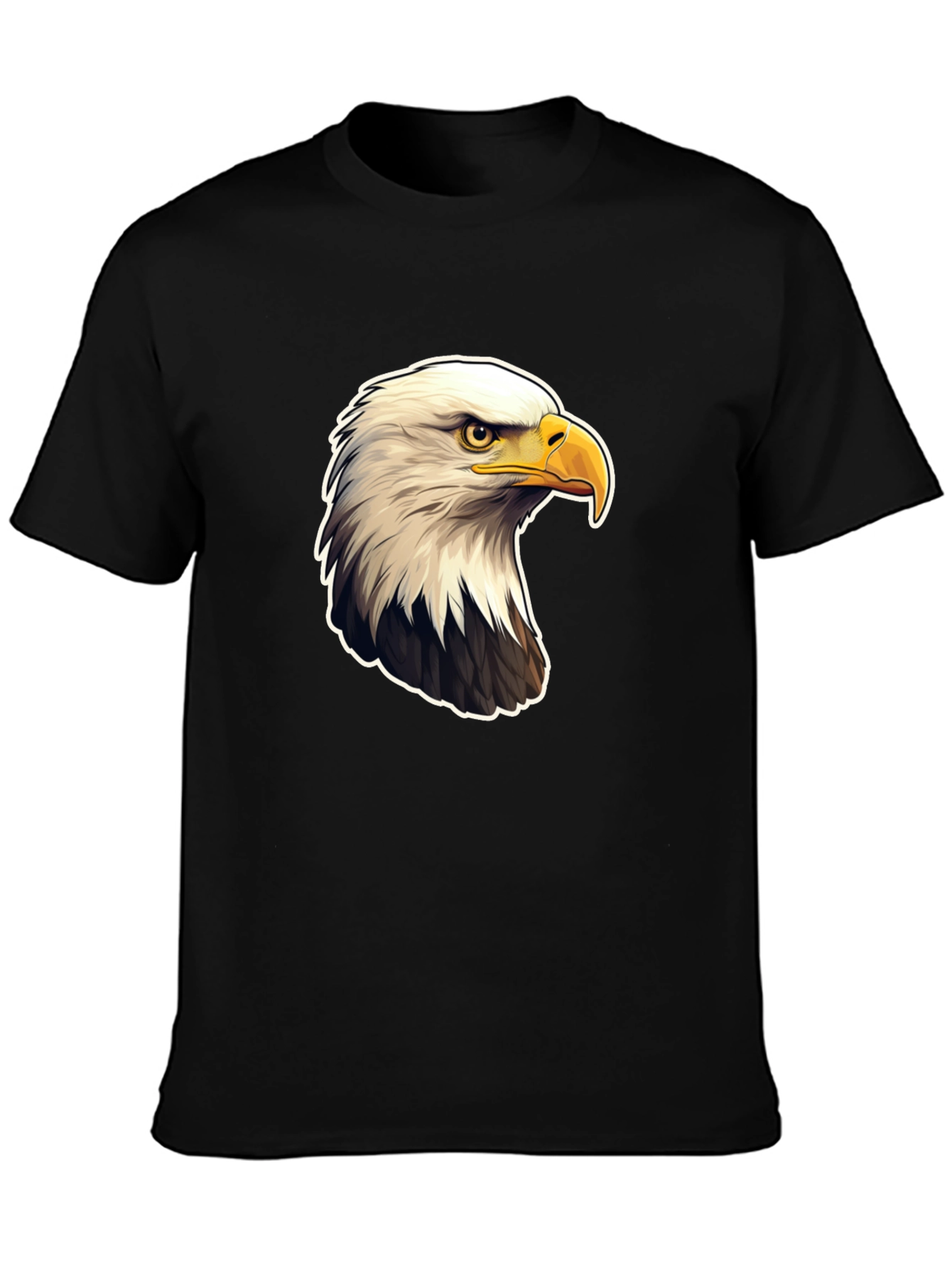 Bald Eagle Graphic Print Black T-Shirt
