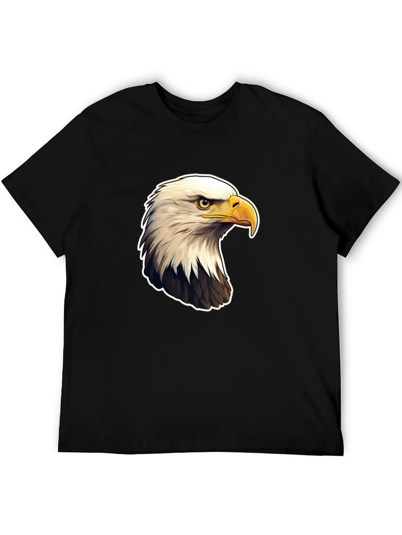 Bald Eagle Graphic Print Black T-Shirt