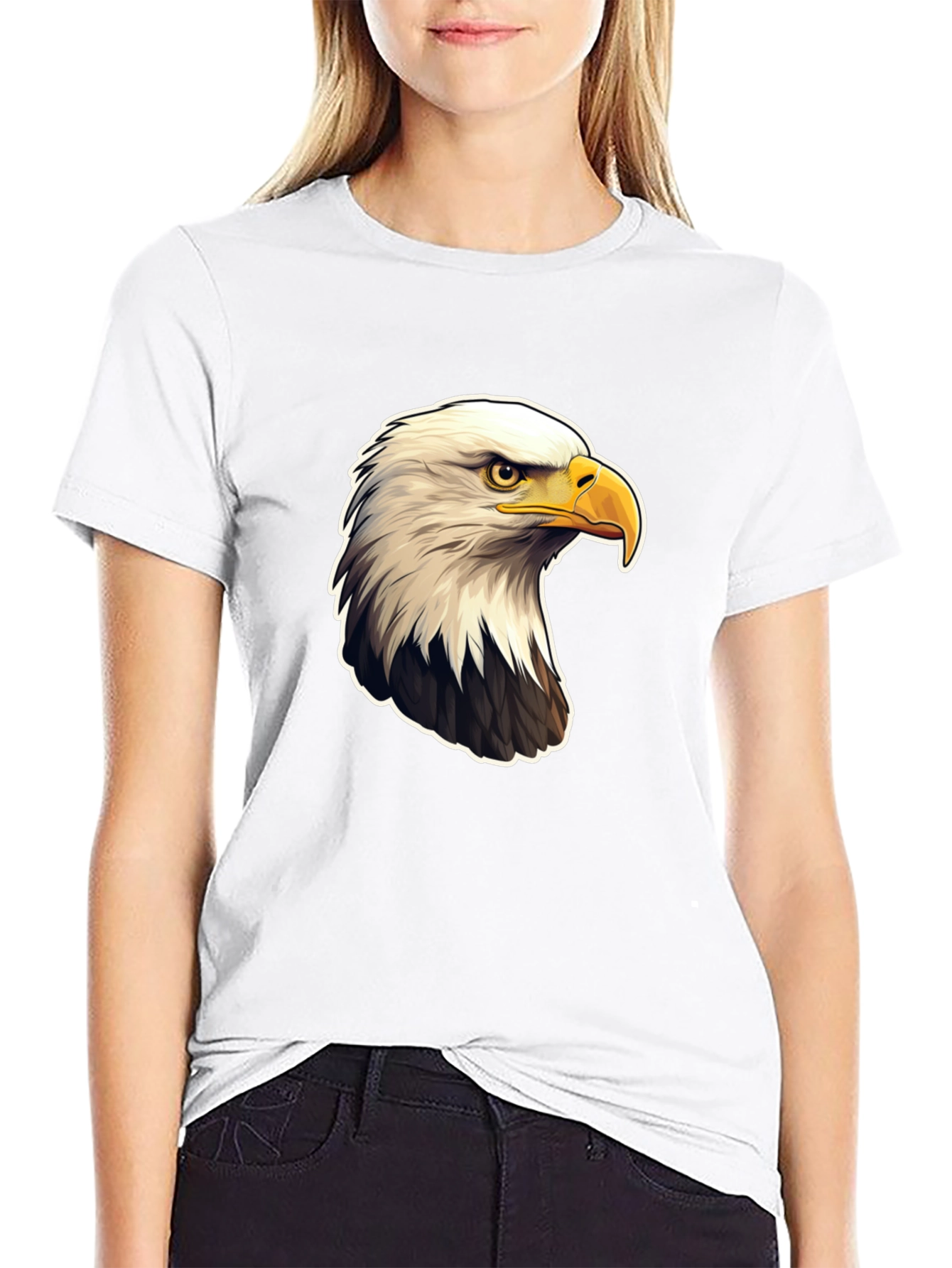 Bald Eagle Graphic Print Black T-Shirt