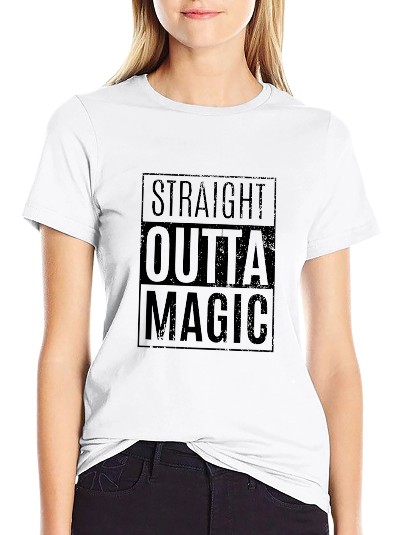Straight Outta Magic Black Graphic T-Shirt