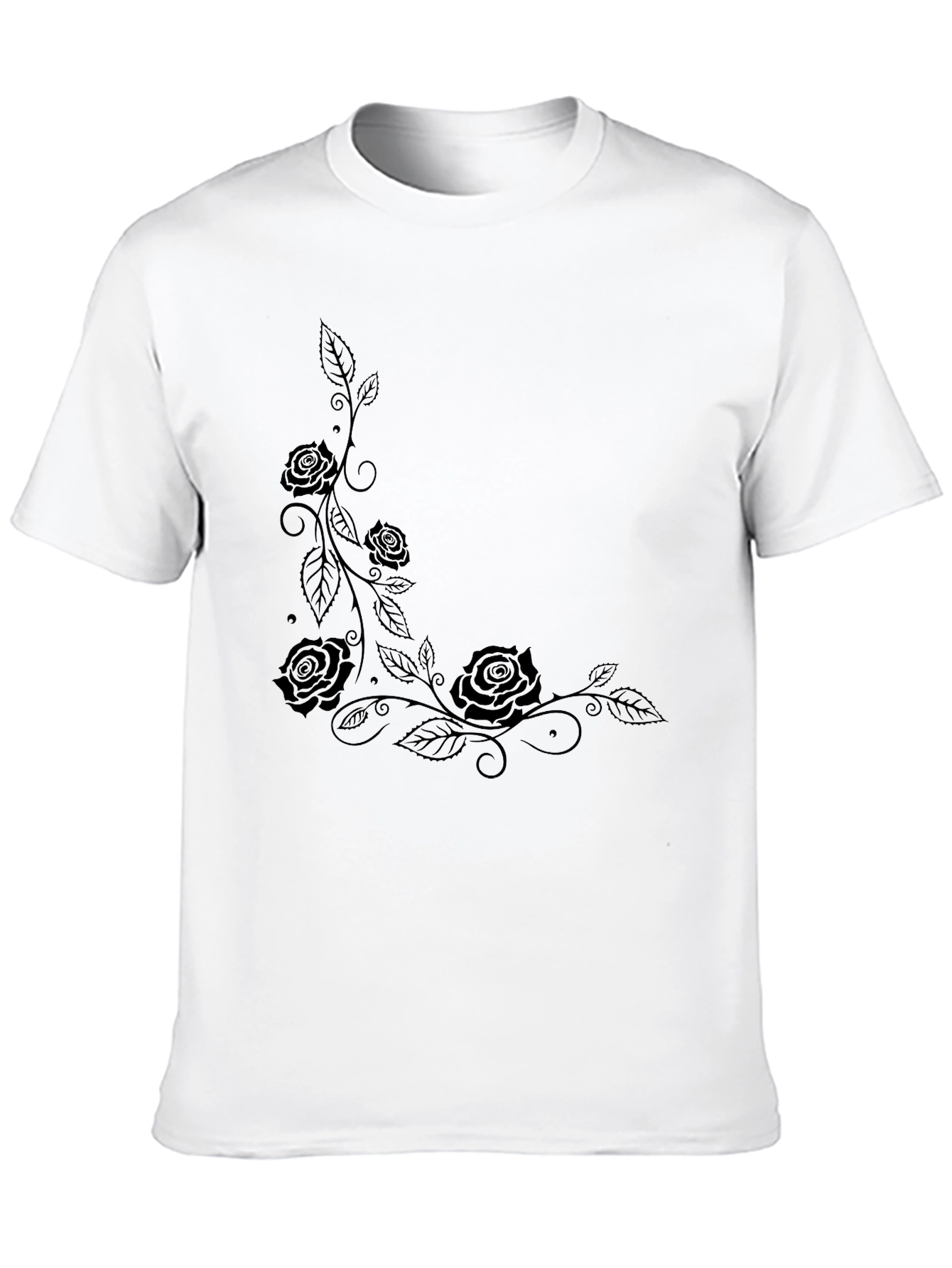 Black Rose Vine Graphic Tee - Casual Style