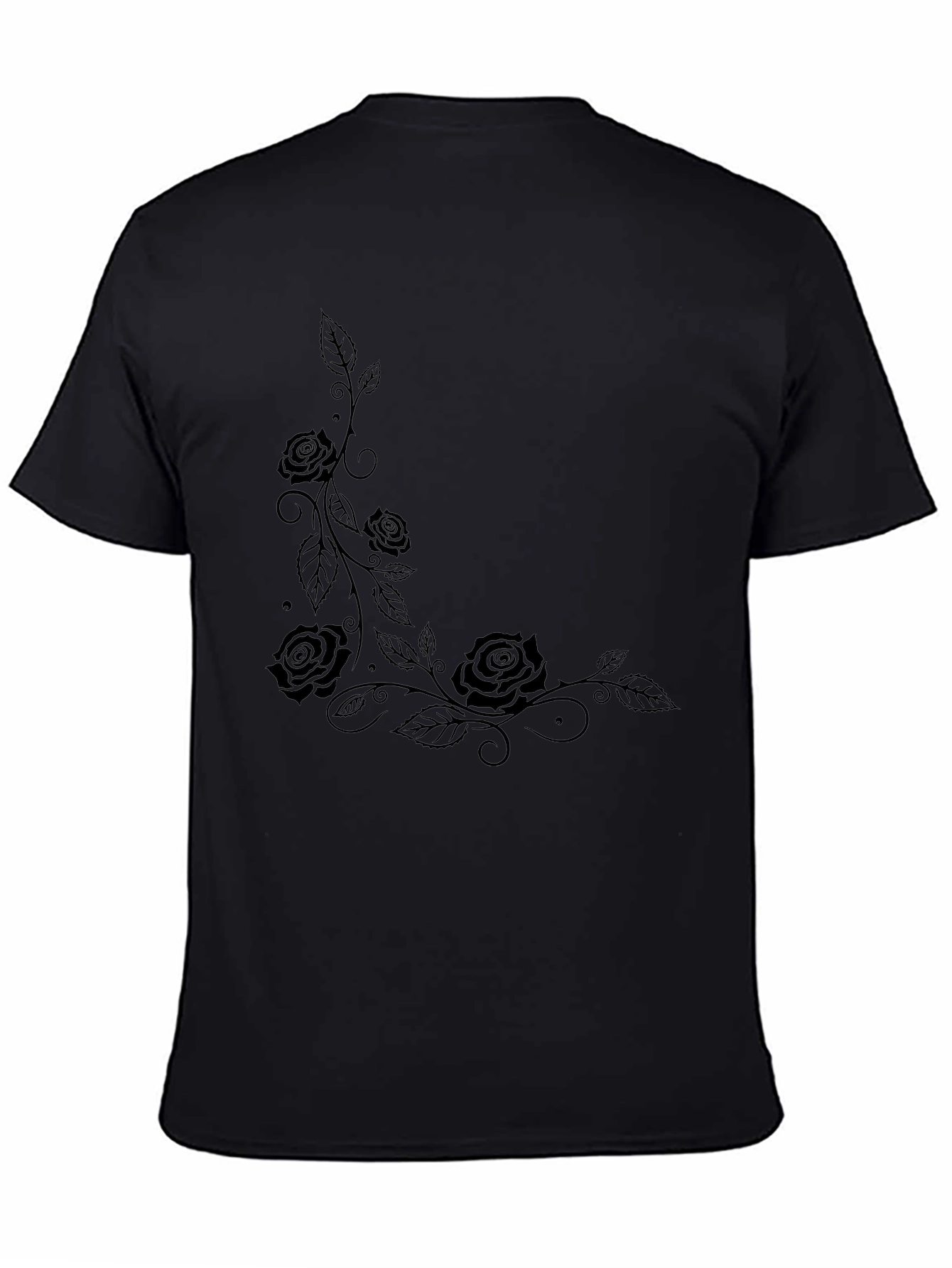 Black Rose Vine Graphic Tee - Casual Style
