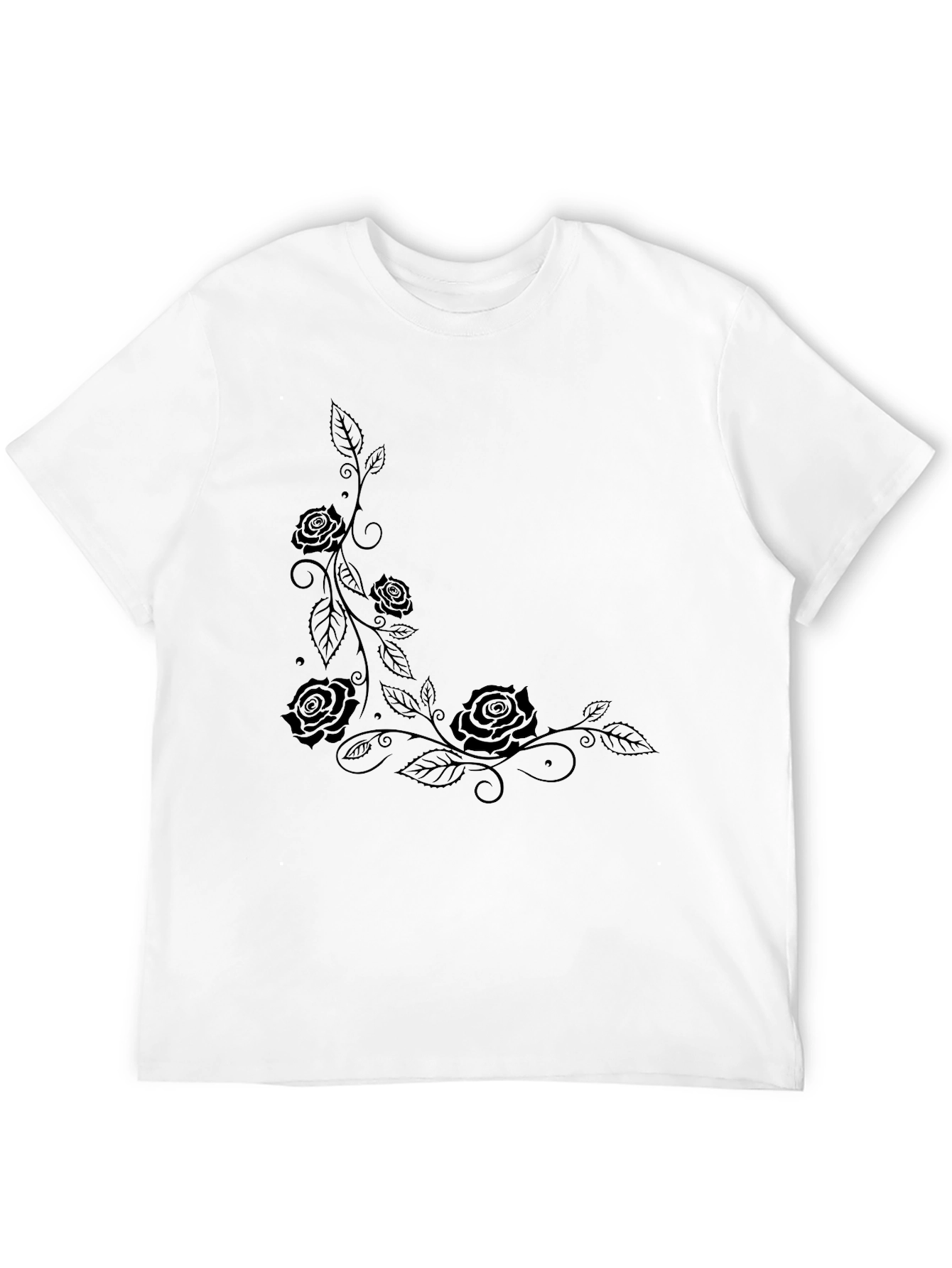 Black Rose Vine Graphic Tee - Casual Style