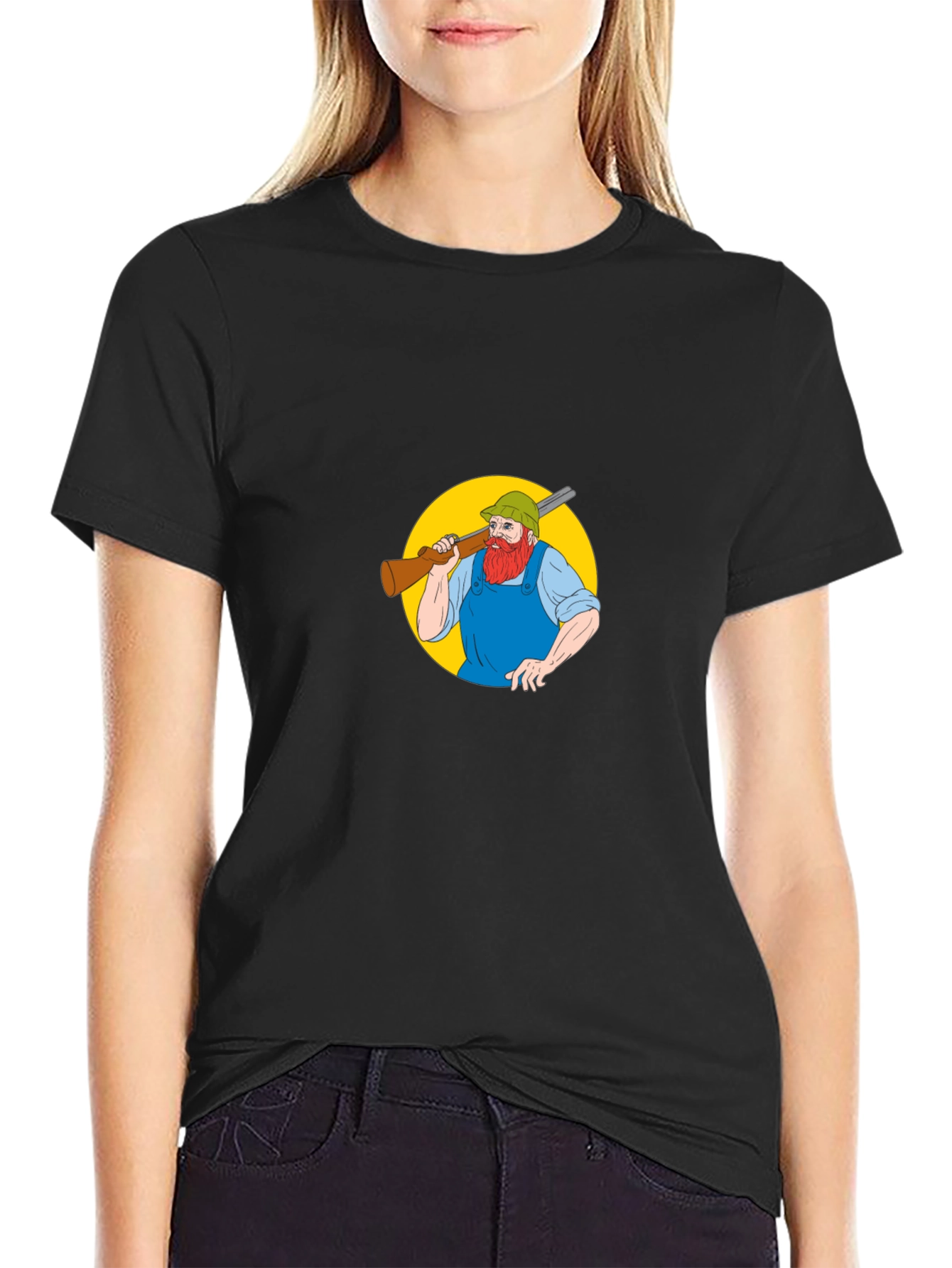 Cartoon Hunter T-Shirt - Black