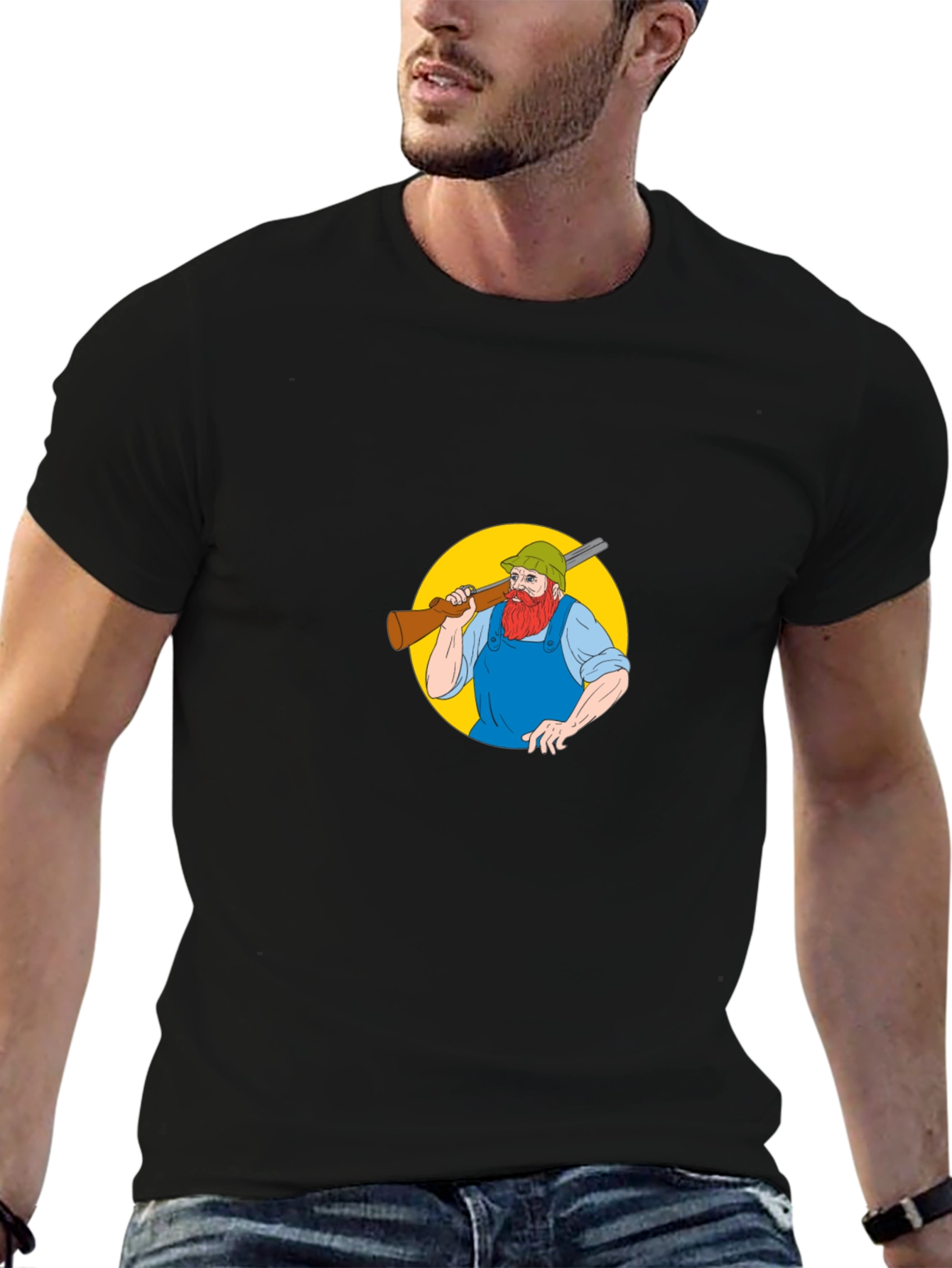 Cartoon Hunter T-Shirt - Black