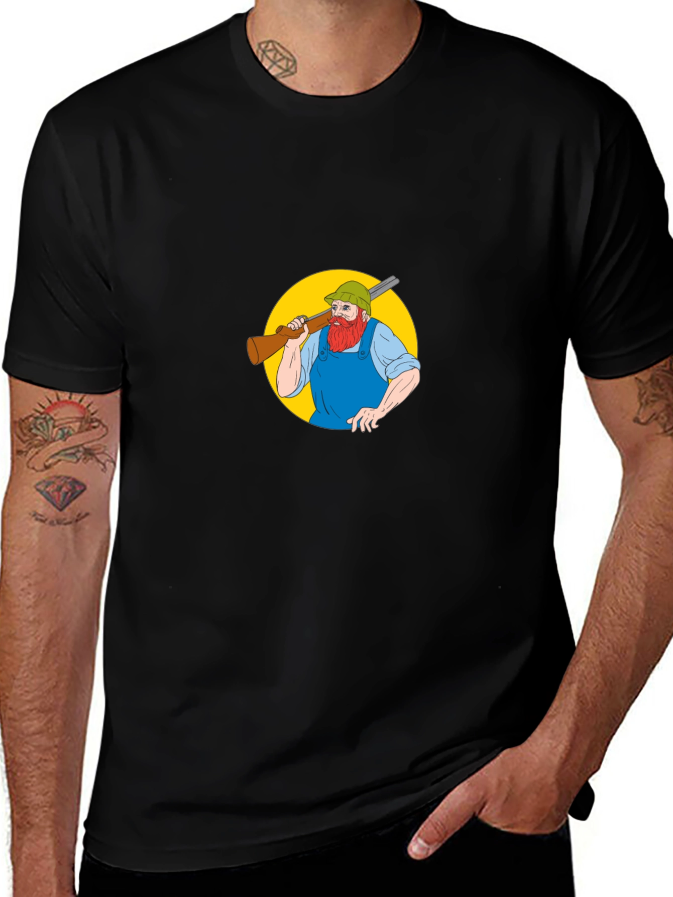 Cartoon Hunter T-Shirt - Black